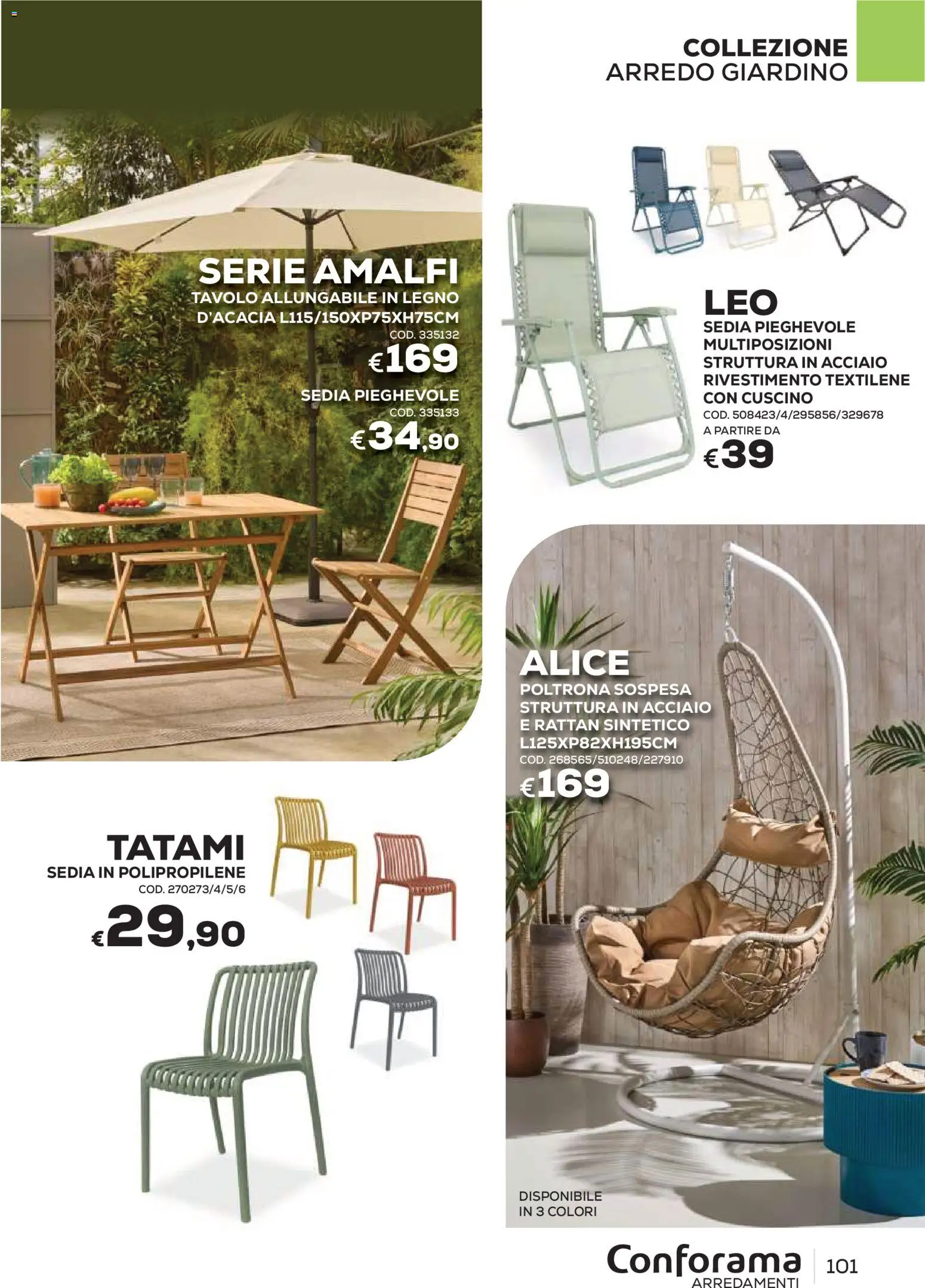Volantino Conforama del 22/06/2026 | Pagina: 101 | Prodotti: Cuscino, Poltrona, Tavolo, Sedia