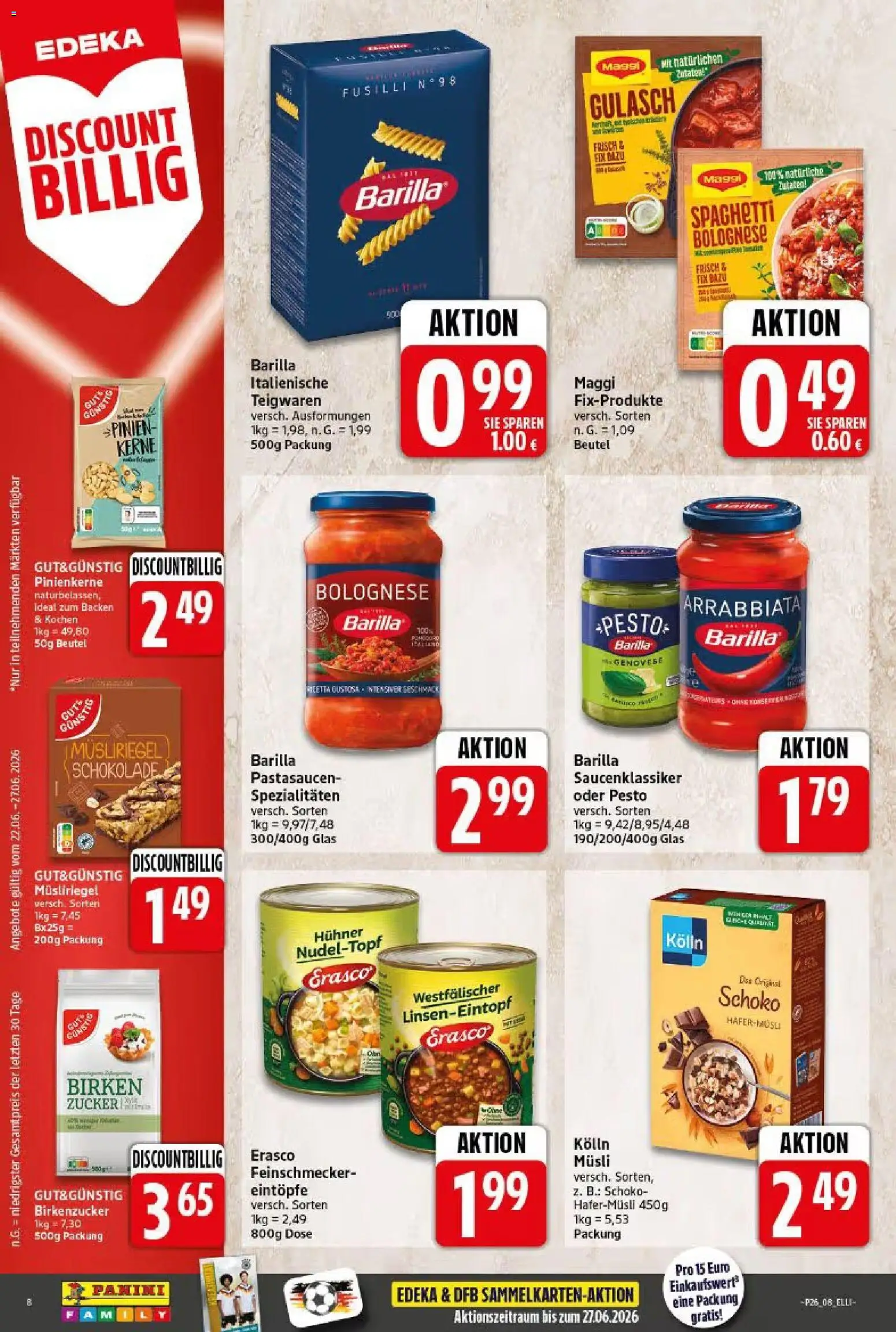 Elli Markt Prospekt Langenberg – gültig ab 22.06.2026 | Seite: 8 | Produkte: Musli, Maggi, Barilla, Erasco