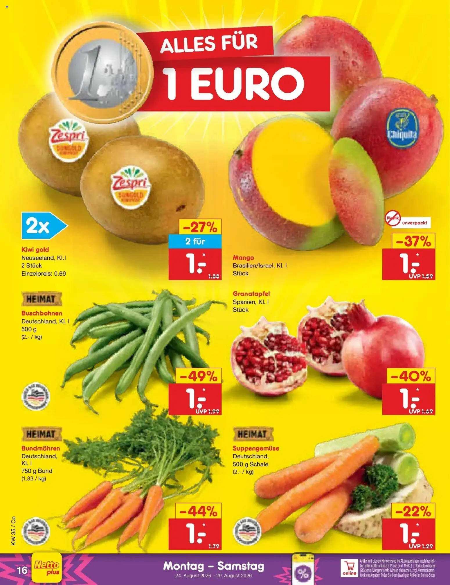 Netto Marken-Discount Prospekt Leipzig (ab 24.08.2026) » Angebote | Seite: 26 | Produkte: Granatapfel, Mango, Kiwi