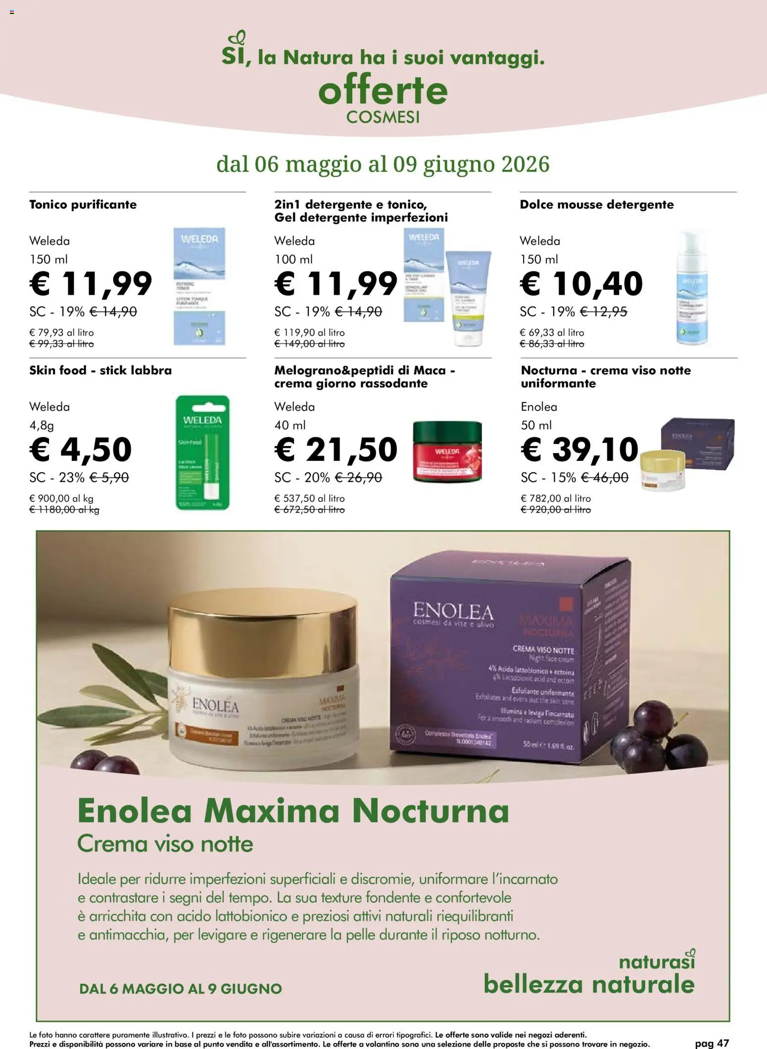 Volantino Natura Sì del 06.05.2026 | Pagina: 47 | Prodotti: Crema, Detergente, Crema viso