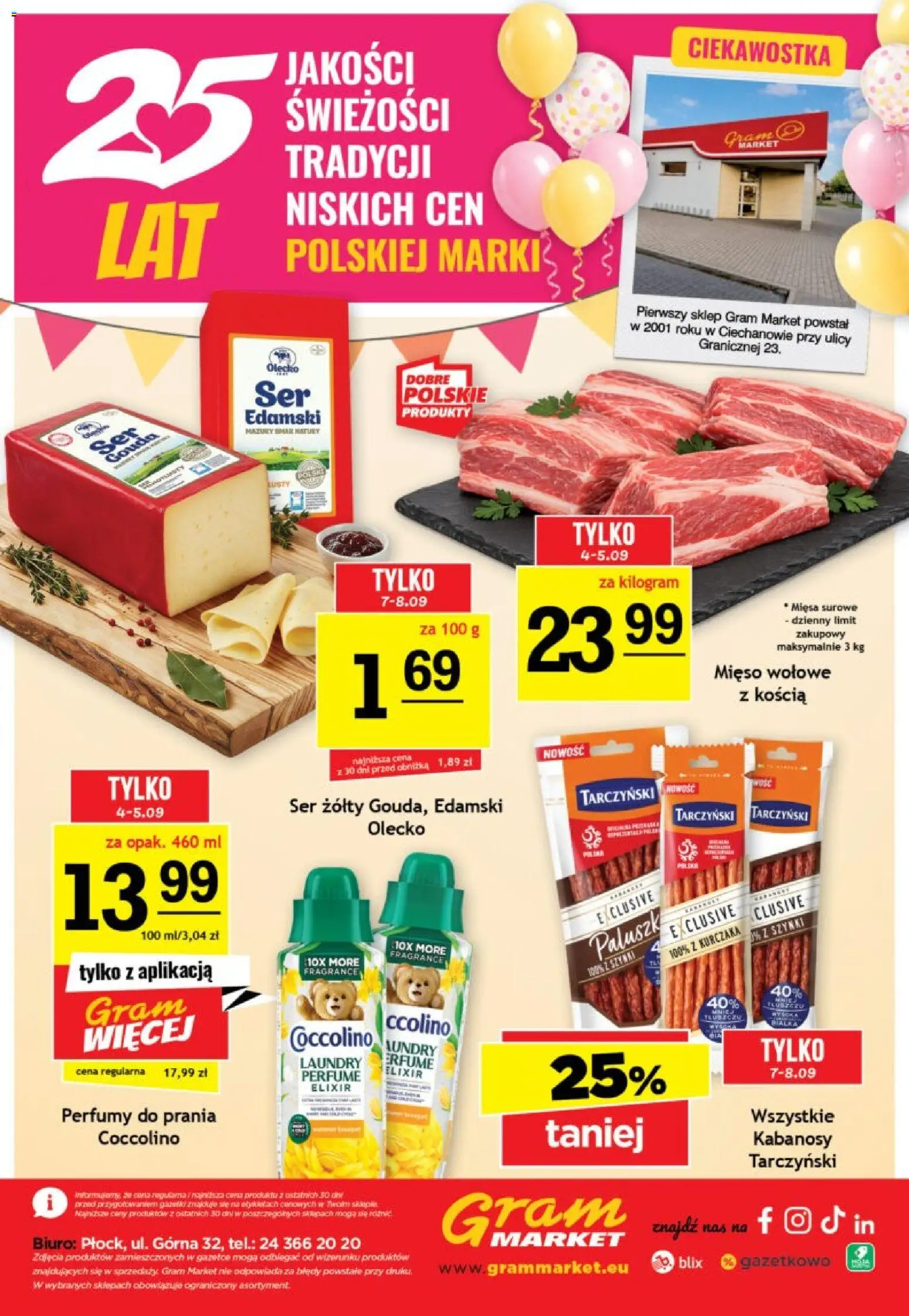 Gram Market gazetka od 02.09.2026 | Strona: 16 | Produkty: Ser żółty, Kabanosy Tarczyński, Coccolino, Kabanosy