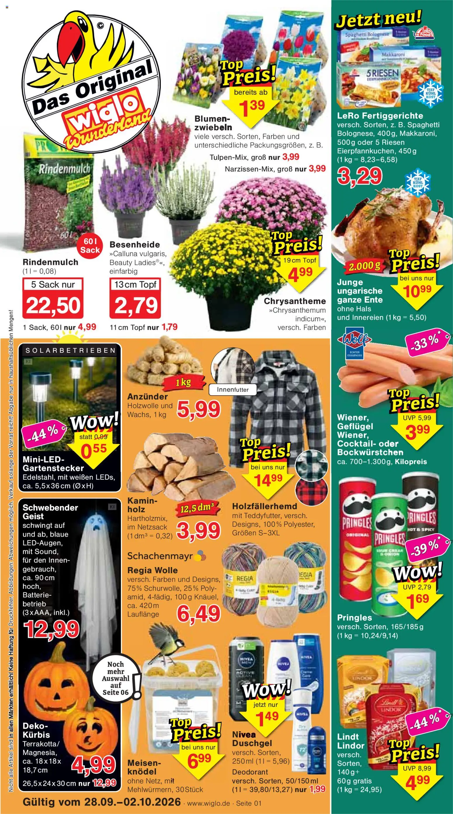 Wiglo Wunderland Montag, 28. September Top Angebote
