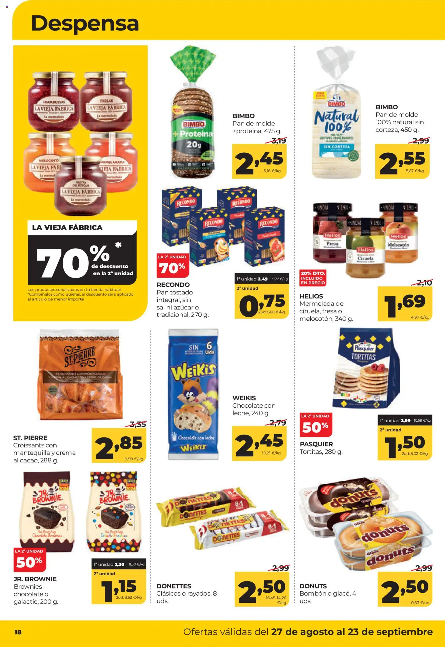 Alimerka folleto Castilla y León │ válido desde el 27/08/2026 | Página: 20 | Productos: Proteína, Leche, Pan de molde, Donuts