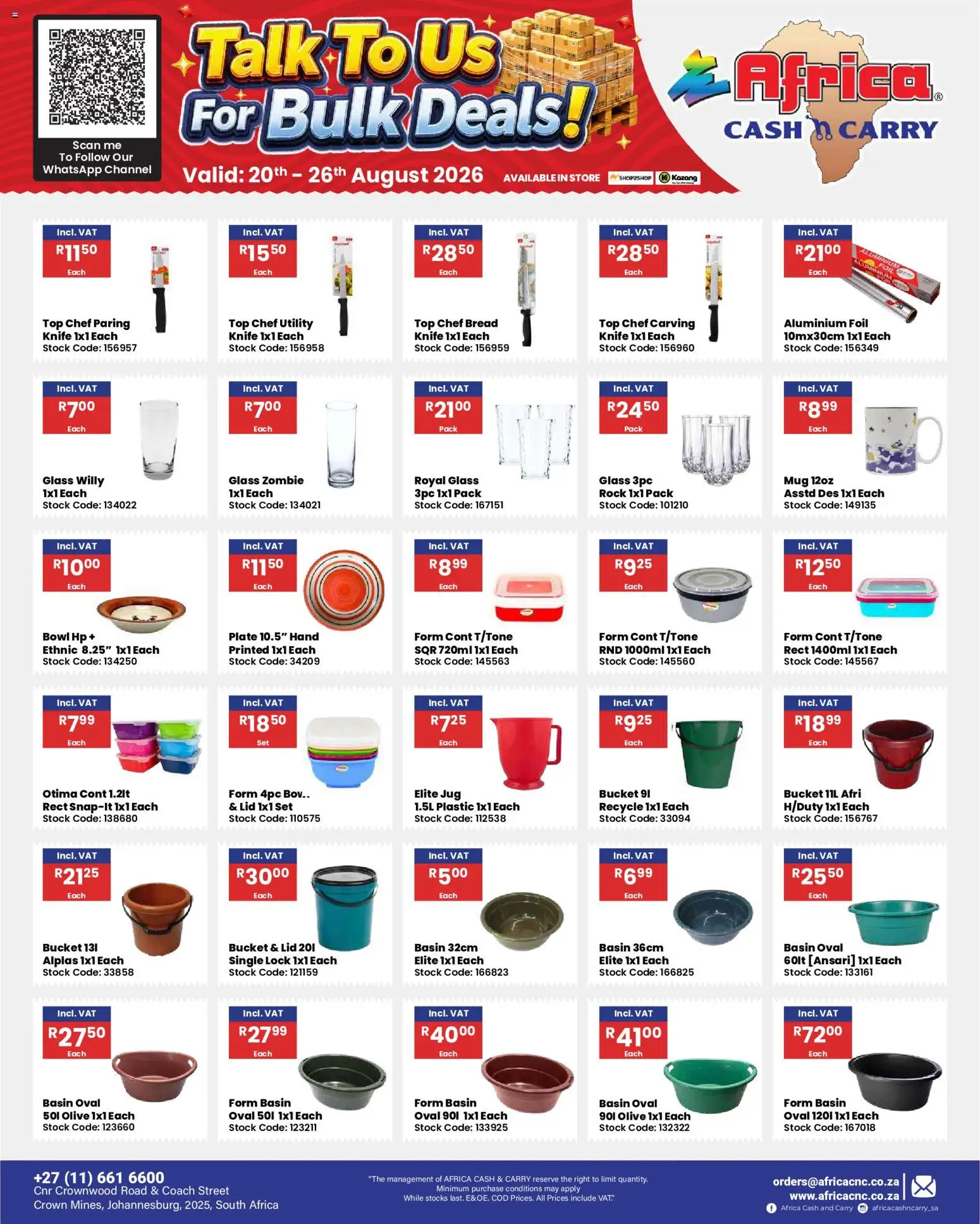 New Africa Cash & Carry catalogue – valid from 20/08/2026 | Page: 57 | Products: Utility, Plate, Bread, Mug