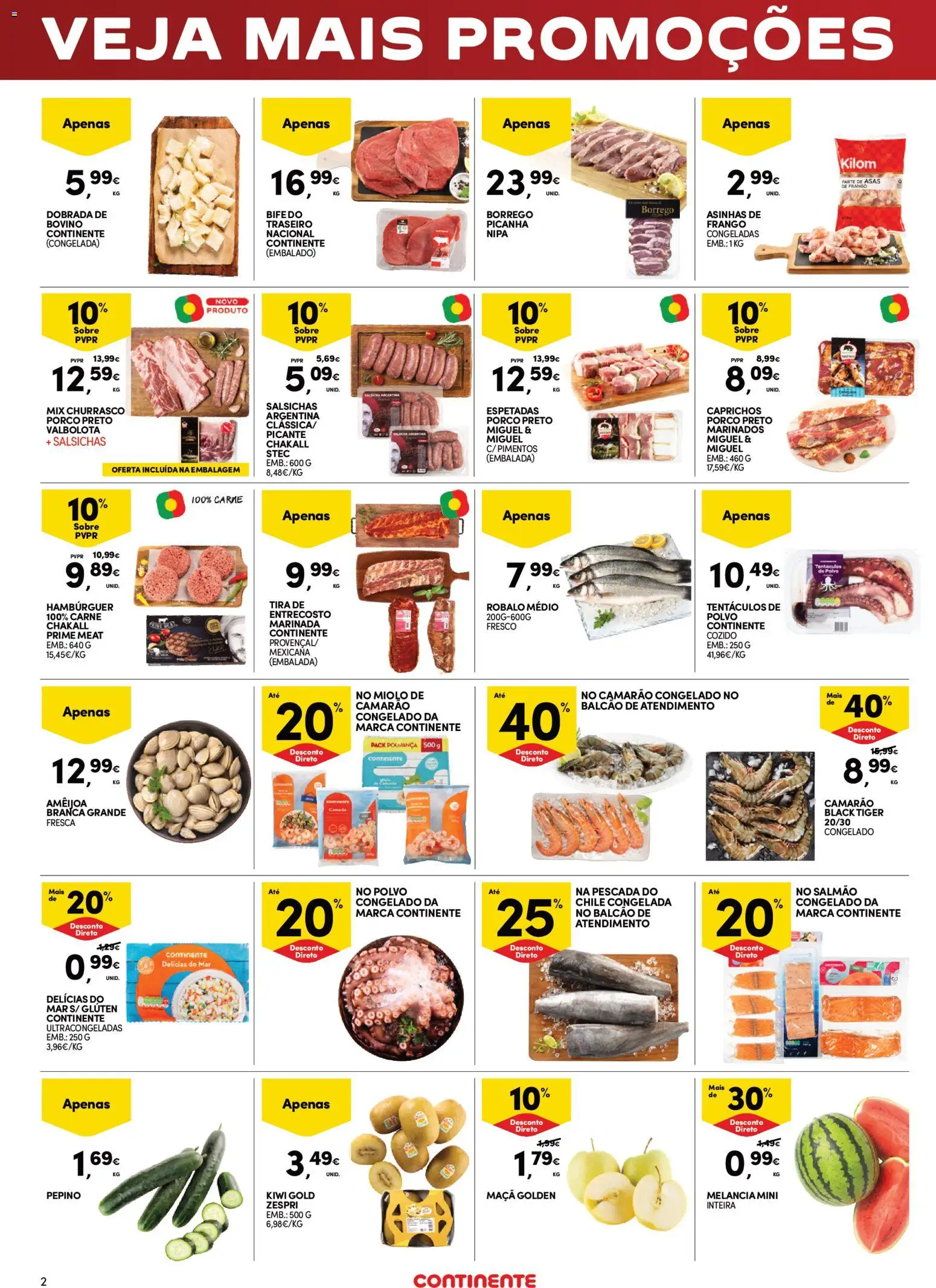 Continente Fim de Semana à Continente │ válido de 03/07/2026 | Página: 2 | Produtos: Frango, Polvo, Hambúrguer, Camarão