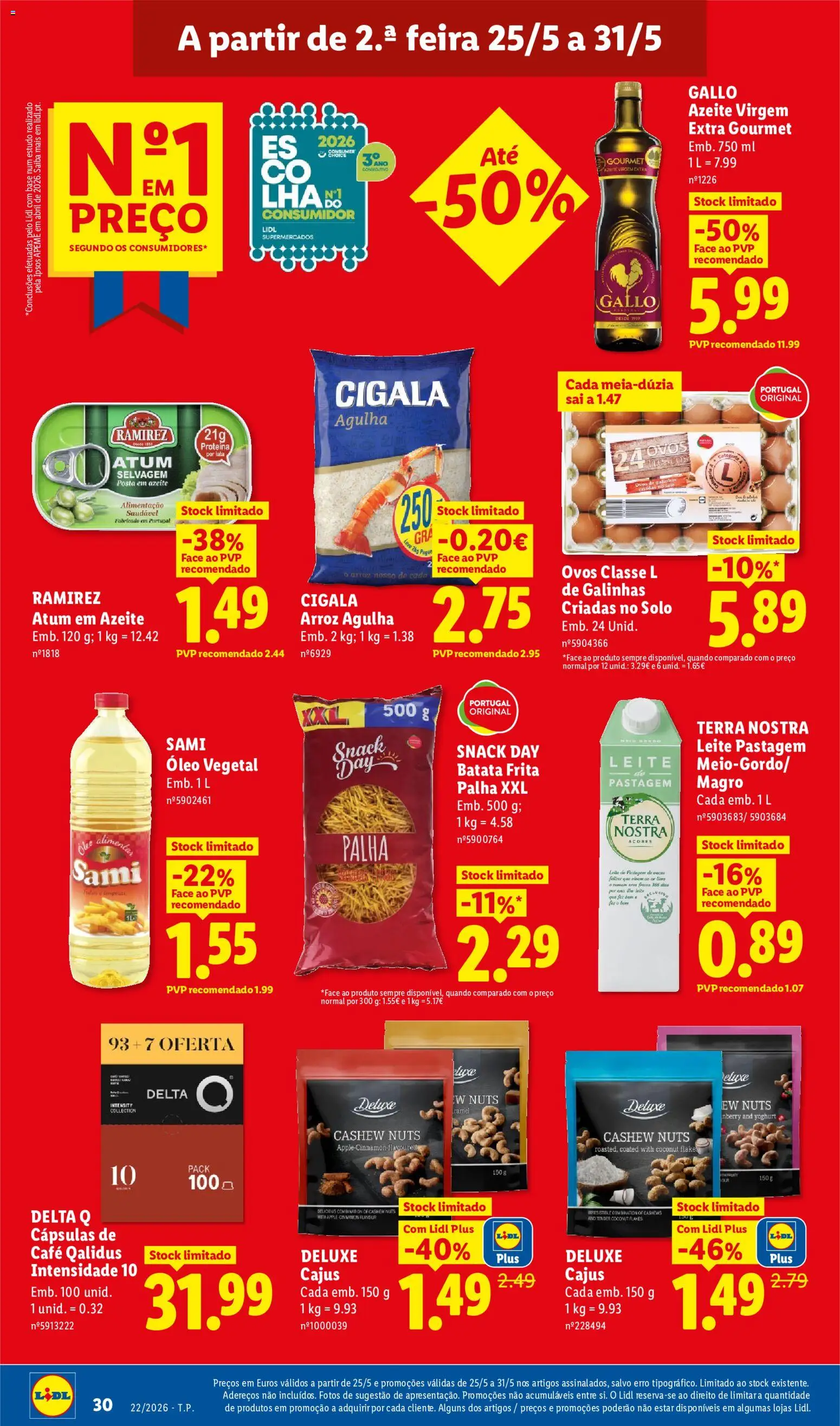 Lidl folheto │ válido de 25.05.2026 | Página: 30 | Produtos: Atum, Azeite, Delta q, Arroz
