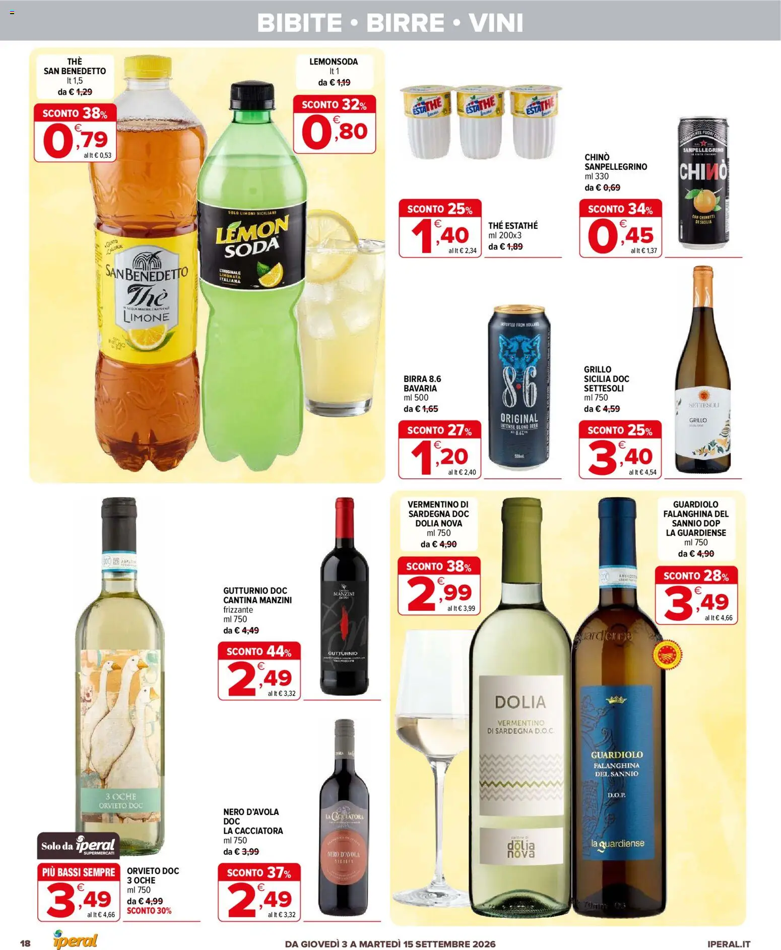 Volantino Iperal del 03/09/2026 | Pagina: 18 | Prodotti: Birra, Limonata, Limone, Limoni