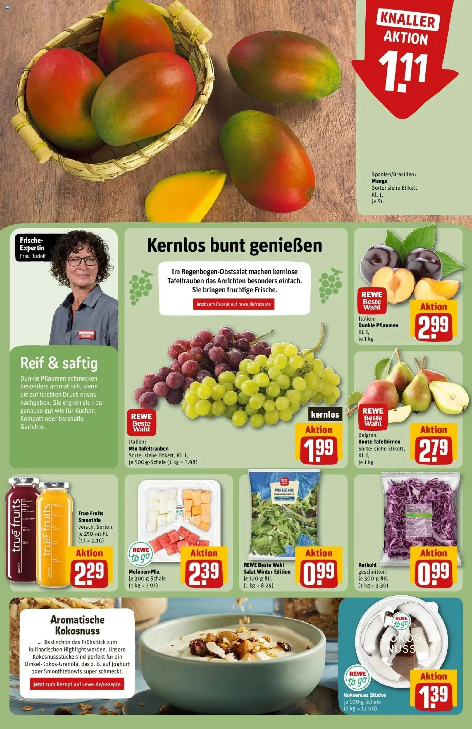 REWE Prospekt ab 05.10.2026 zum Blättern » Angebote | Seite: 8 | Produkte: Pflaumen, Rotkohl, Joghurt, Äpfel