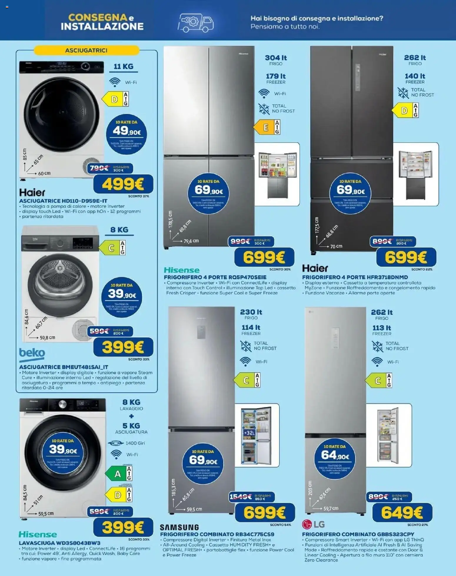 Volantino Euronics del 23.04.2026 | Pagina: 3 | Prodotti: Lavasciuga, Compressore, Top, Frigorifero combinato