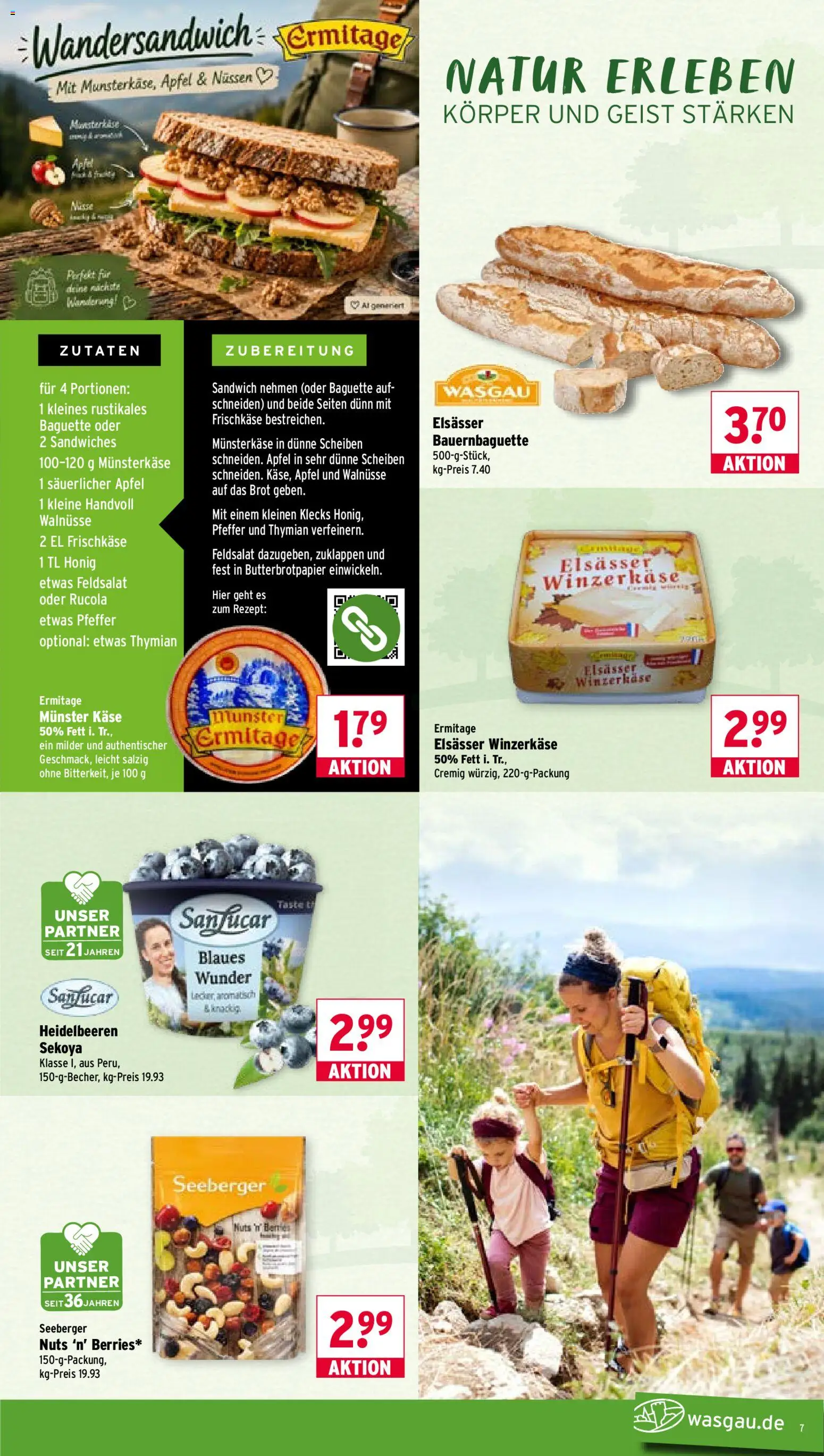 Wasgau Prospekt – gültig ab 31.08.2026 | Seite: 7 | Produkte: Käse, Äpfel, Baguette, Heidelbeeren