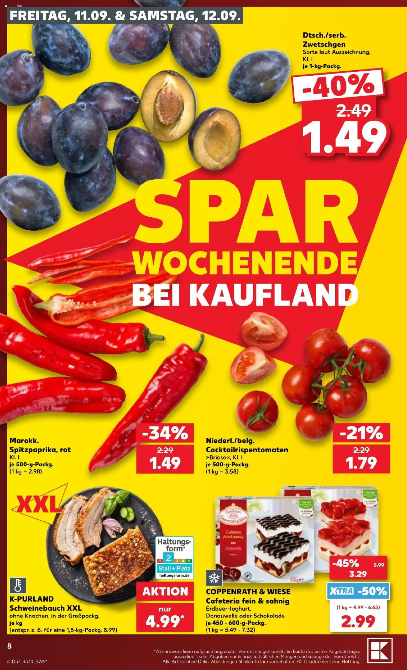 Kaufland Prospekt Potsdam – gültig ab 10.09.2026 | Seite: 8 | Produkte: Schokolade, Schweinebauch, Zwetschgen