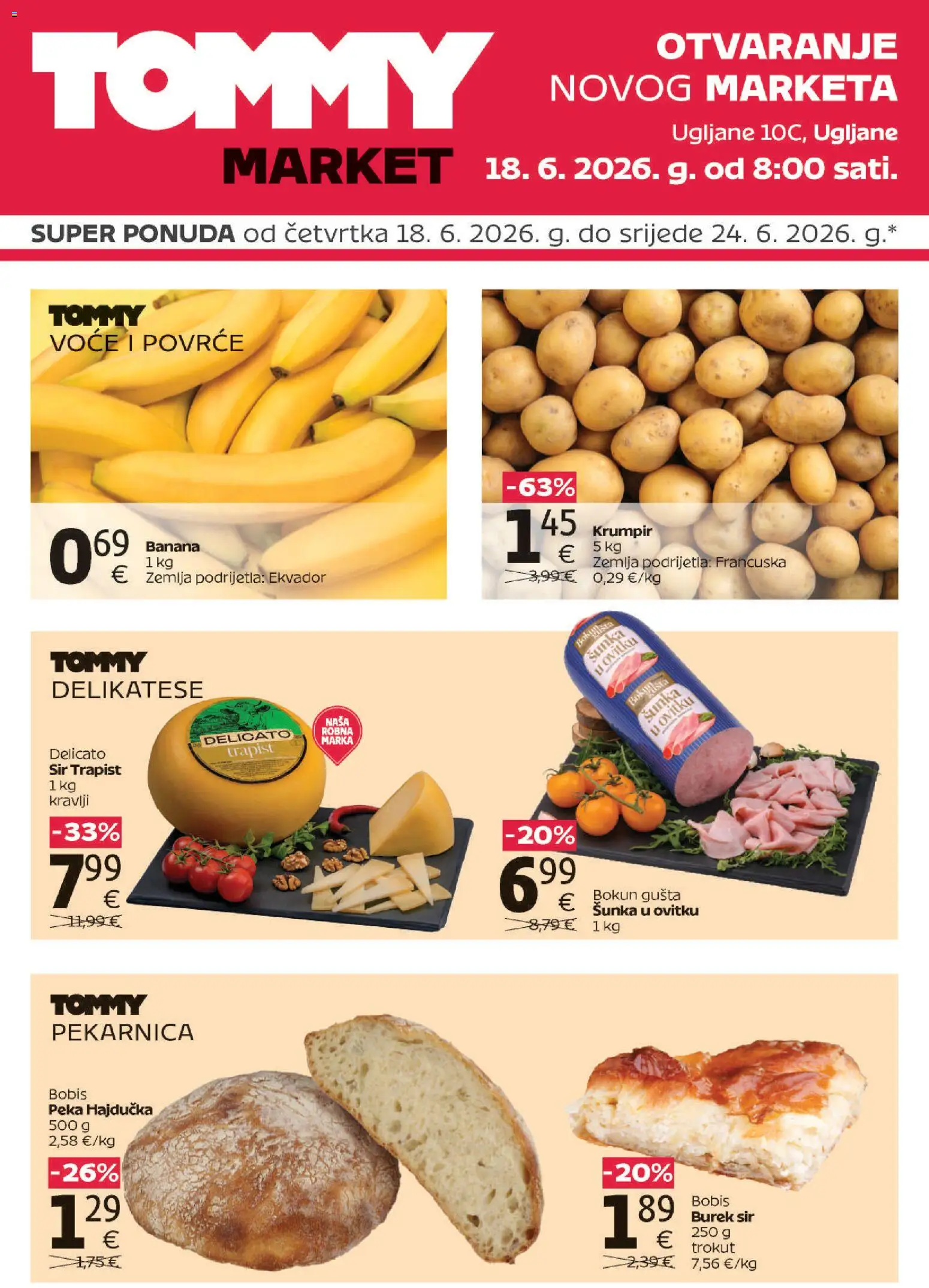 Tommy katalog | vrijedi od 18.06.2026 | Stranica: 1 | Proizvodi: Trapist, Krumpir, Povrće, Voće