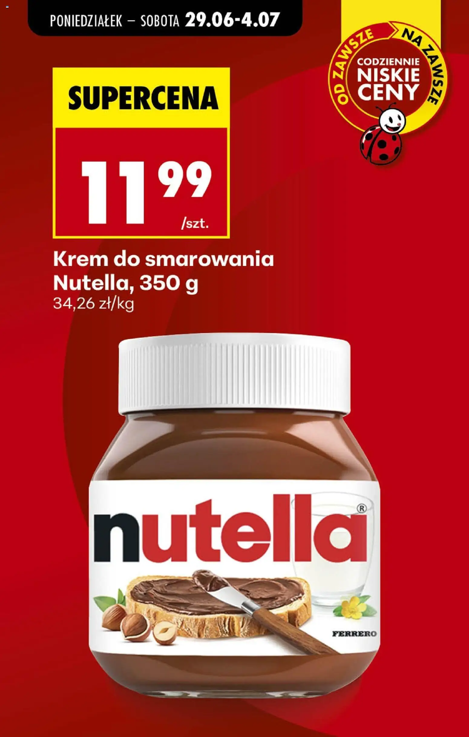 Biedronka gazetka od poniedziałku od 29.06.2026 | Strona: 19 | Produkty: Nutella, Krem