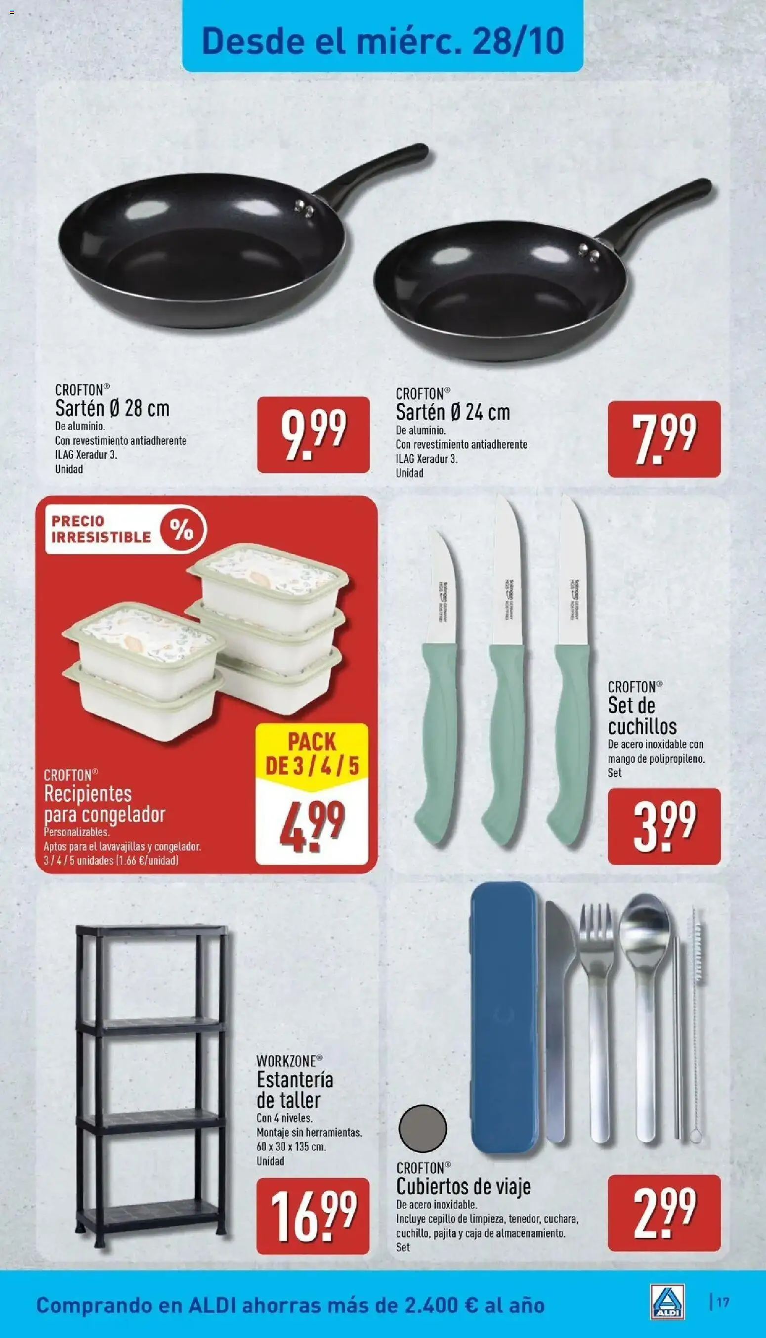 Aldi - Qué poco cuesta comprar bien │ válido desde el 26/10/2026 | Página: 17 | Productos: Cepillo, Estantería, Pan, Mango