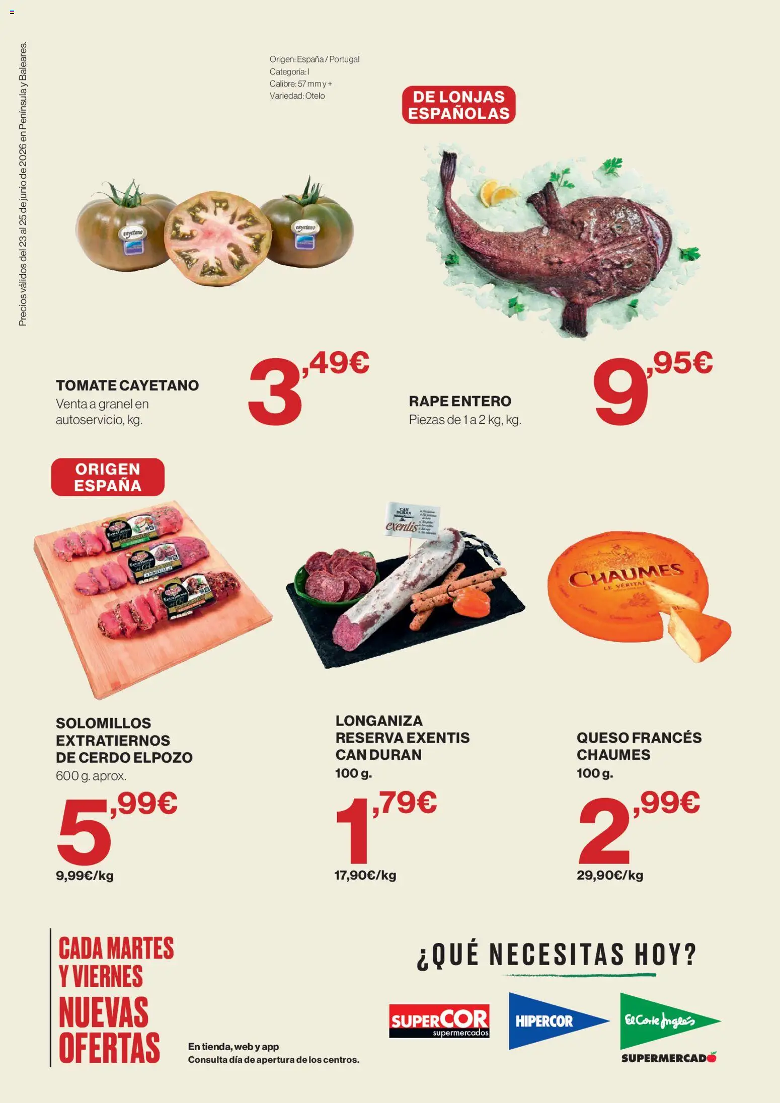 Hipercor catálogo │ válido desde el 23/06/2026 | Página: 2 | Productos: Queso, Cerdo, Longaniza