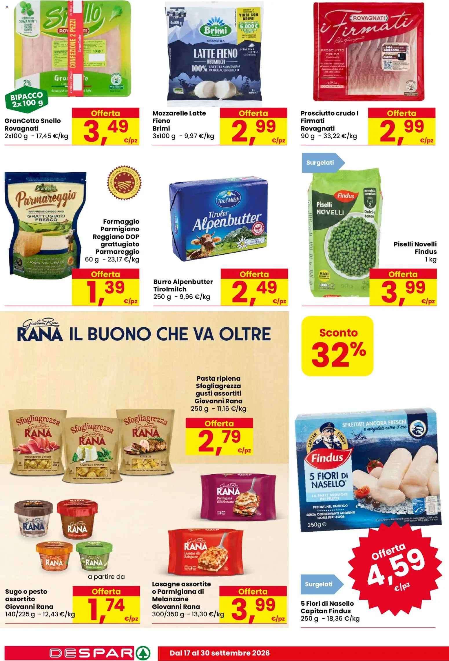 Volantino Despar del 17/09/2026 | Pagina: 8 | Prodotti: Latte, Piselli, Melanzane, Borraccia