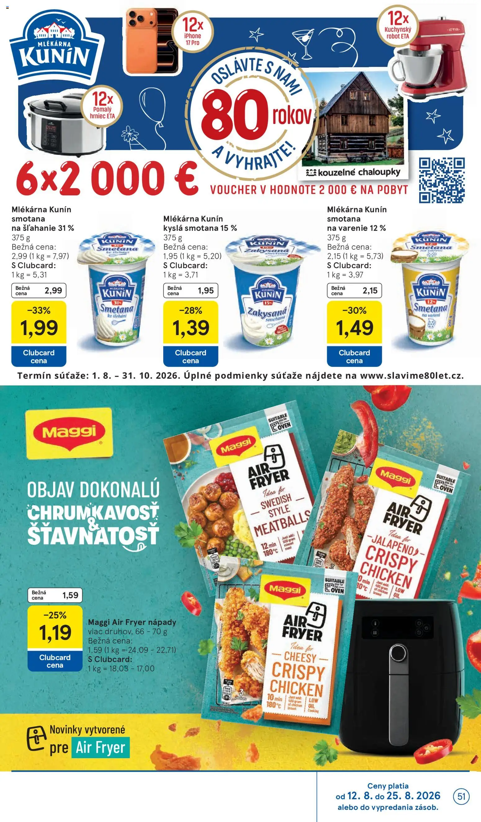Nové Tesco akcie – leták je platný od 12.08.2026 | Strana: 51 | Produkty: Robot, Iphone, Kyslá smotana, Smotana na šľahanie