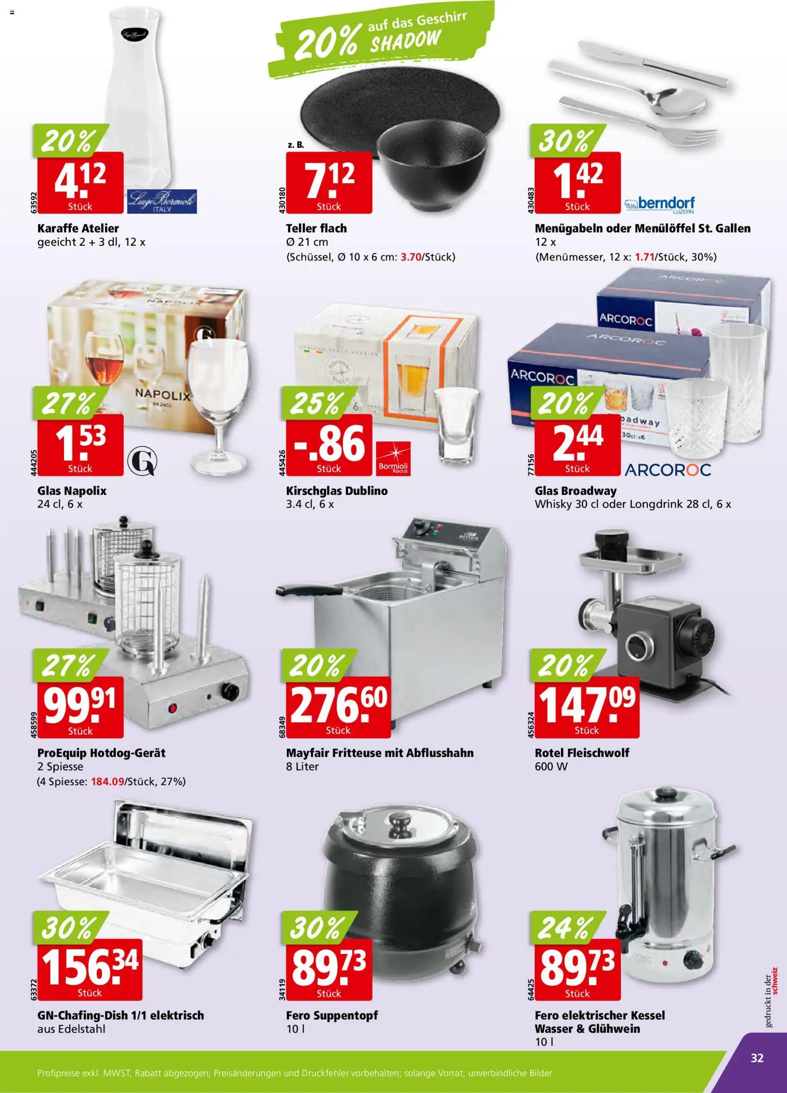 Aligro aktionen Schlieren, Gossau SG, Frauenfeld, Rapperswil-Jona, Sargans, Bern – gültig ab 24.08.2026 | Seite: 32 | Produkte: Glas, Fritteuse, Bilder, Kessel