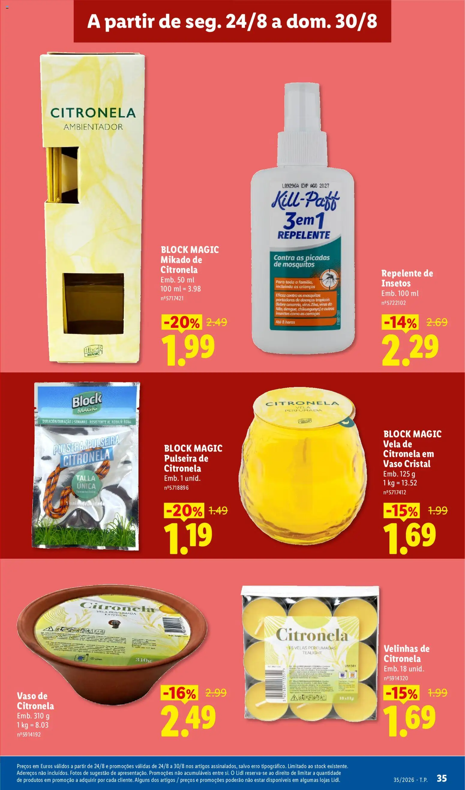 Lidl folheto │ válido de 24/08/2026 | Página: 35 | Produtos: Pulseira, Repelente, Ambientador, Velas