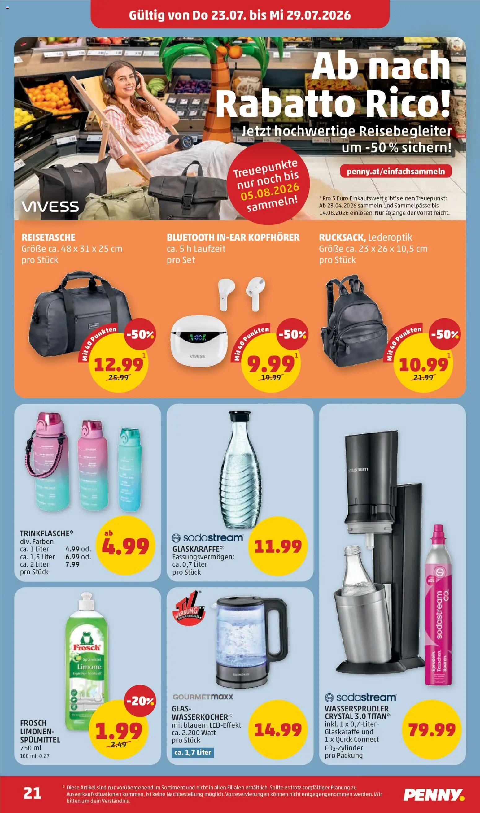 Penny Markt Flugblatt gültig ab 23.07.2026 | Seite: 21 | Produkte: Reisetasche, Kopfhörer