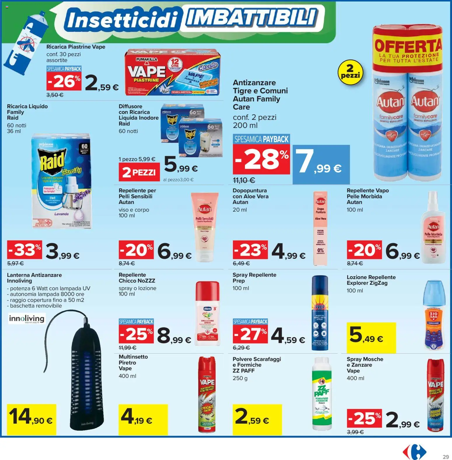 Volantino Carrefour del 19.05.2026 | Pagina: 29 | Prodotti: Antizanzare, Lanterna, Insetticida, Lampada