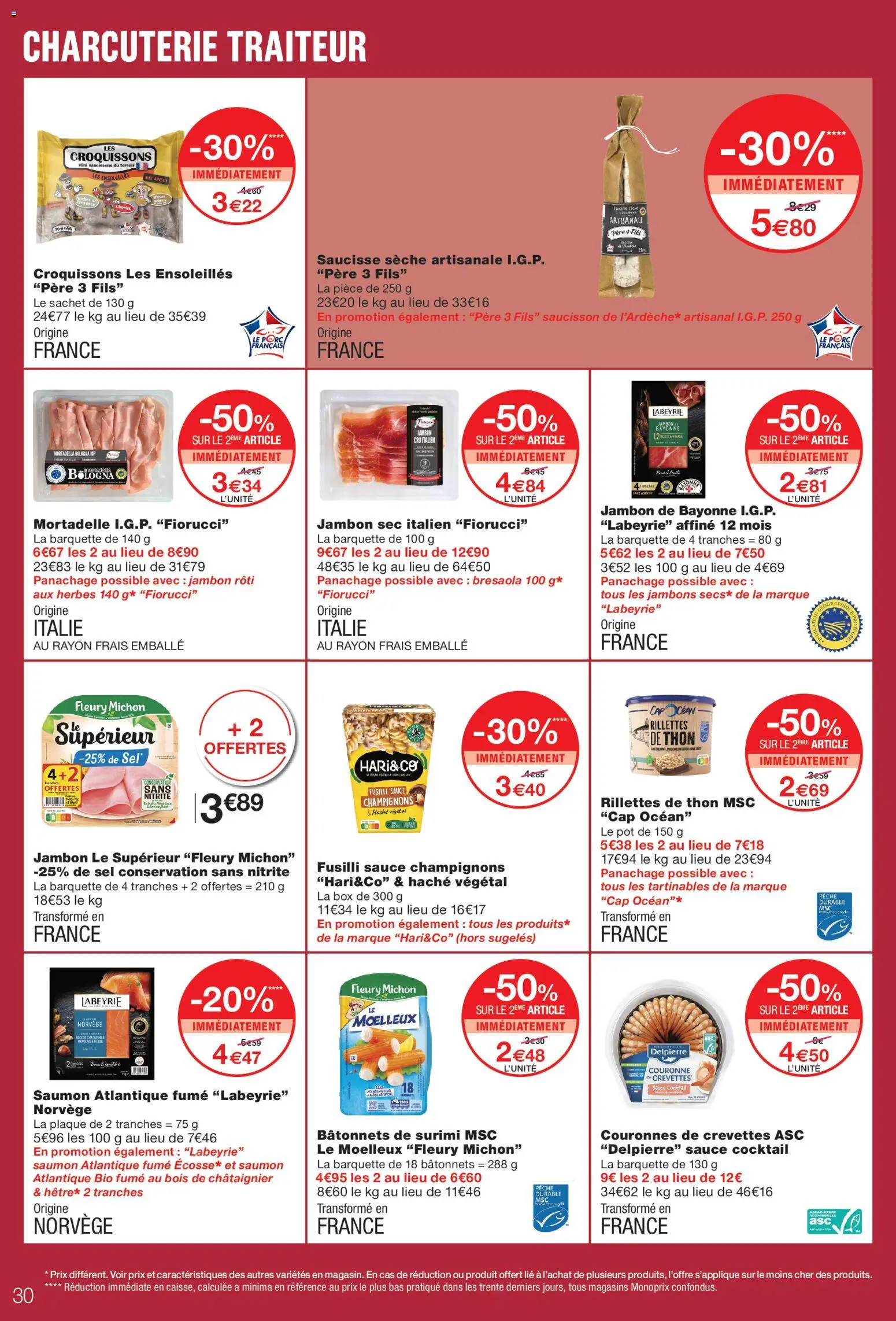 {H1} | Page: 30 | Produits: Chorizo, Crevettes, Bâtonnets de surimi, Porc
