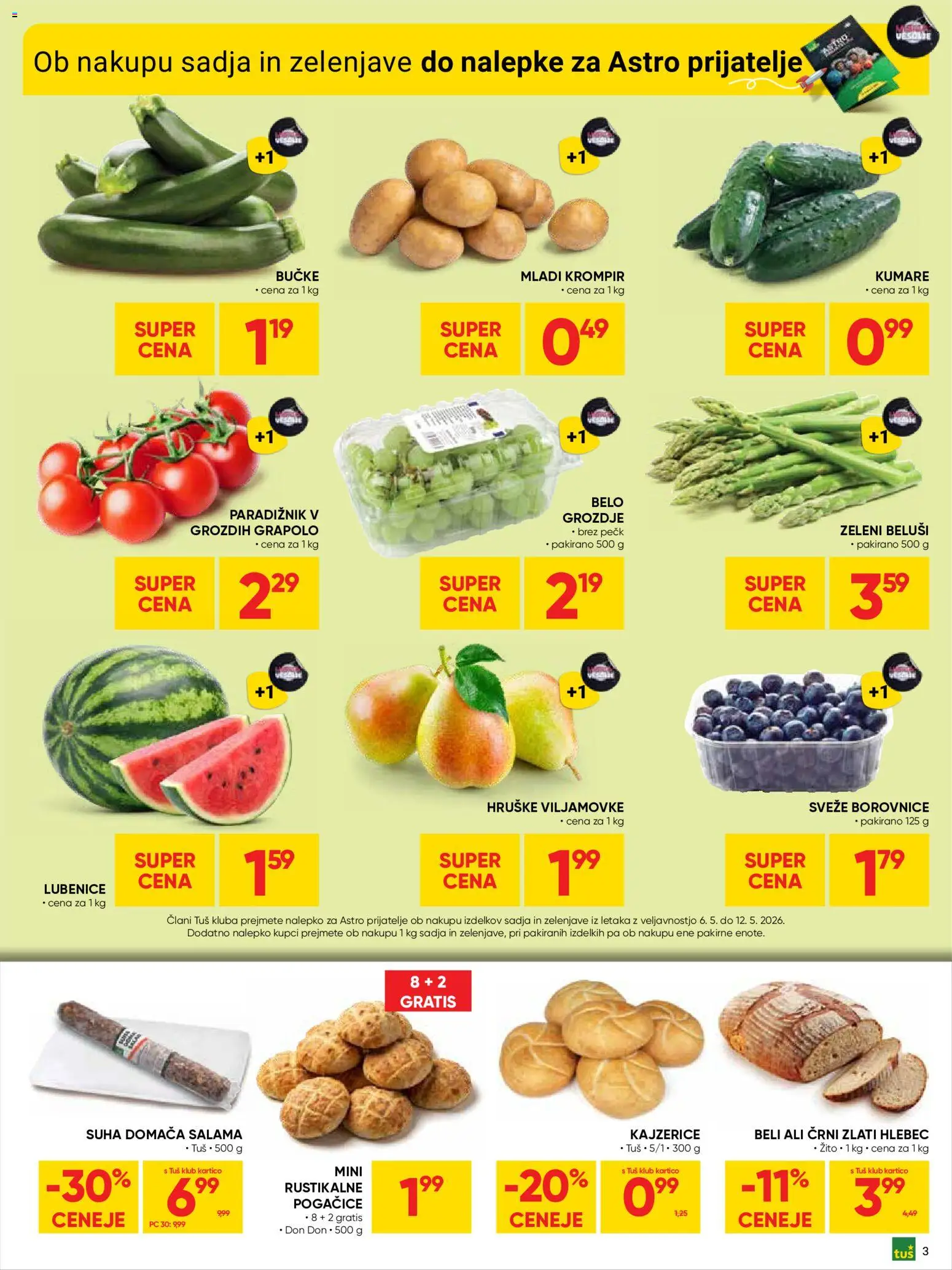 Novi Tuš katalog ponudbe – veljaven od 06.05.2026 | Stran: 3 | Izdelki: Hlebec, Paradiznik, Krompir, Hruške