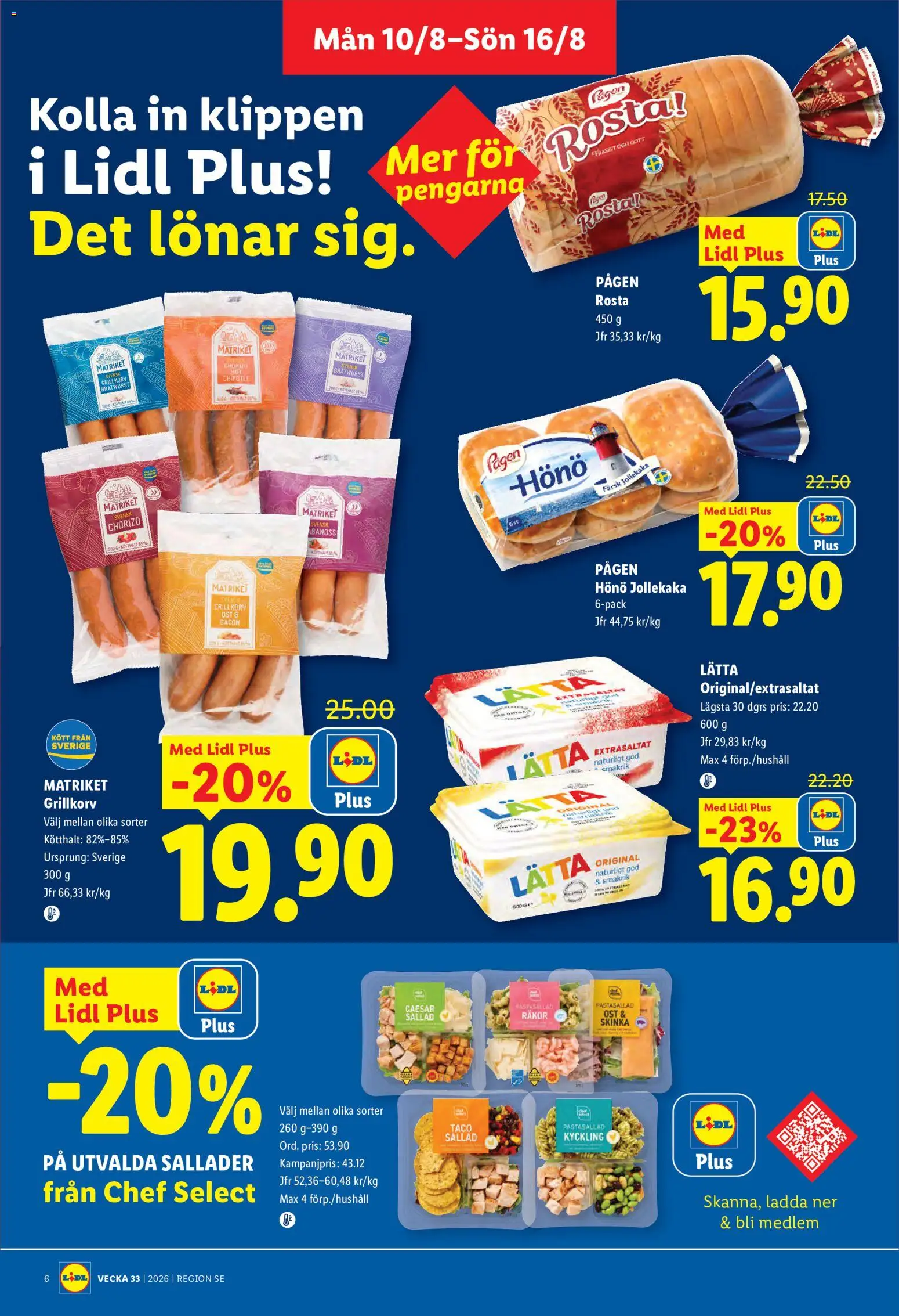Lidl reklamblad aktuell från 10/08/2026 | Sida: 6 | Produkter: Ost, Bröd, Skinka, Chorizo