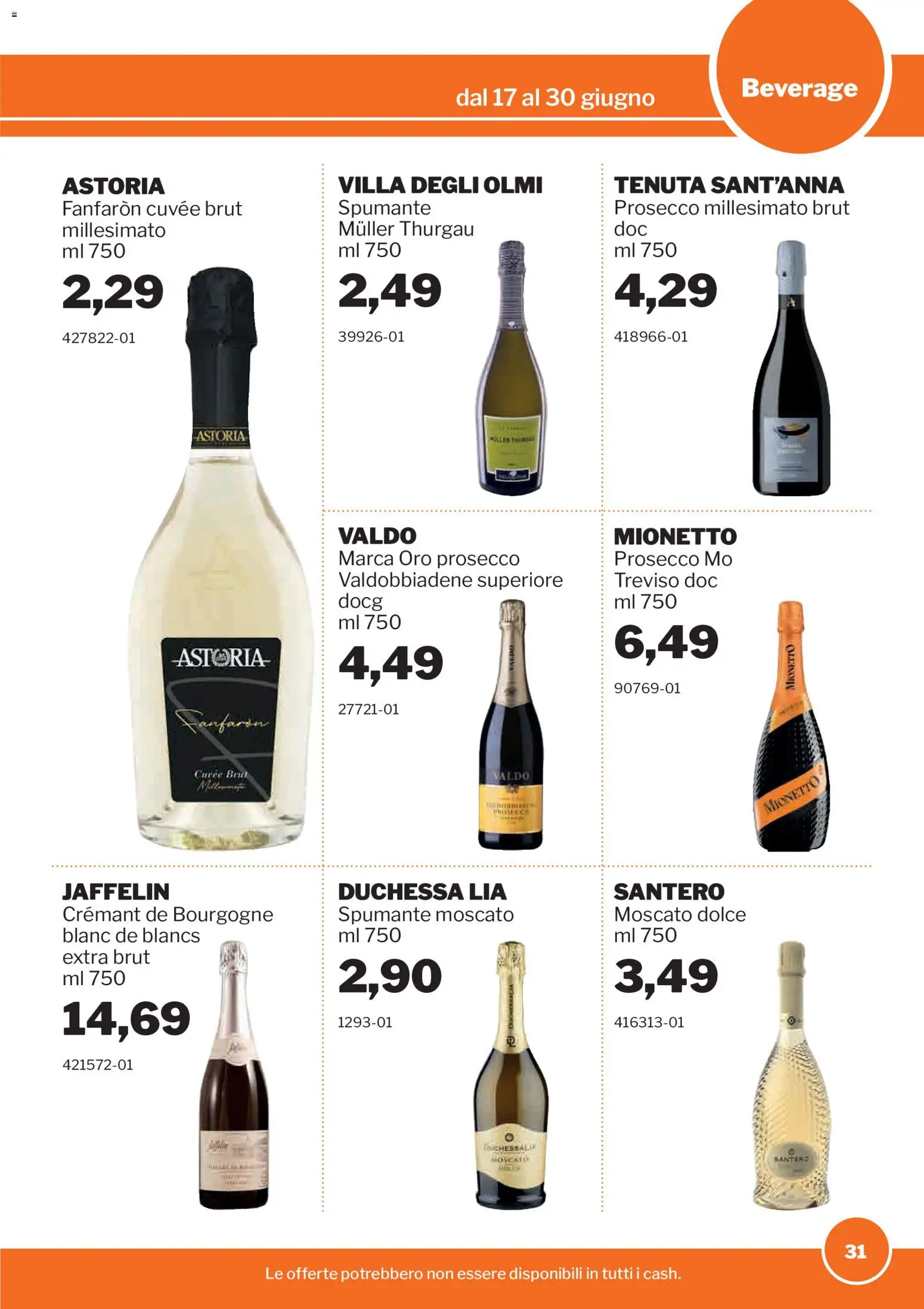 Volantino Sogegross del 17.06.2026 | Pagina: 31 | Prodotti: Prosecco, Spumante