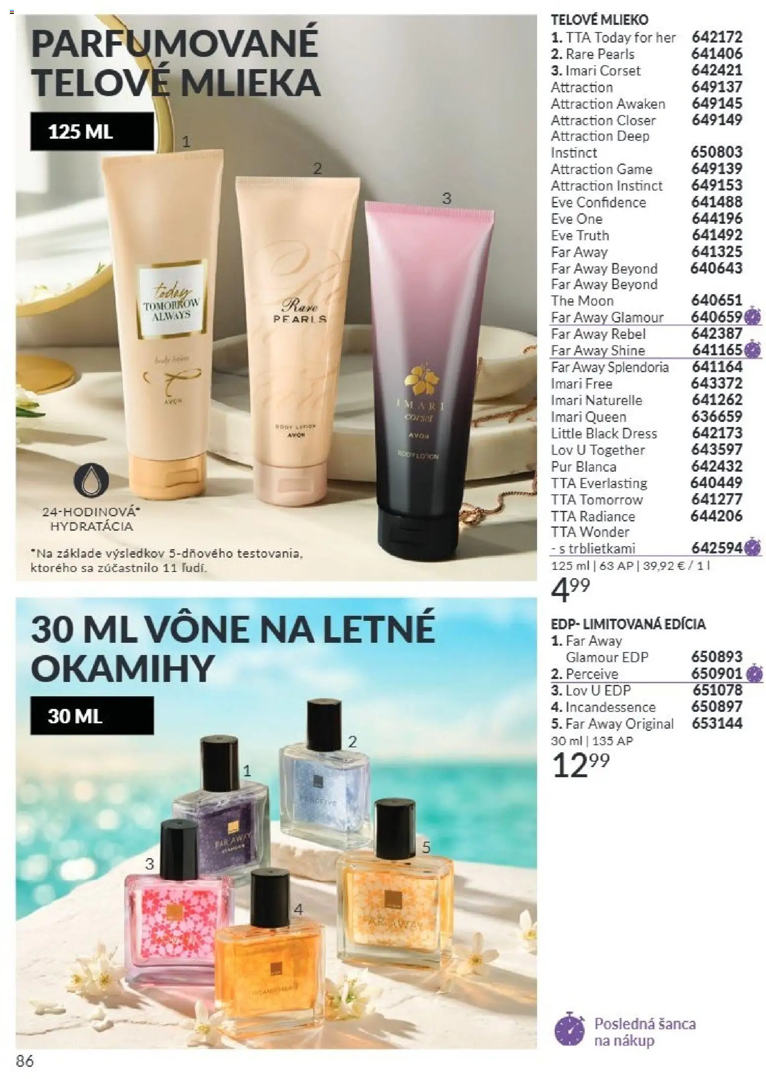 Nové Avon akcie – leták je platný od 01.08.2026 | Strana: 86 | Produkty: Mlieko, Telové mlieko