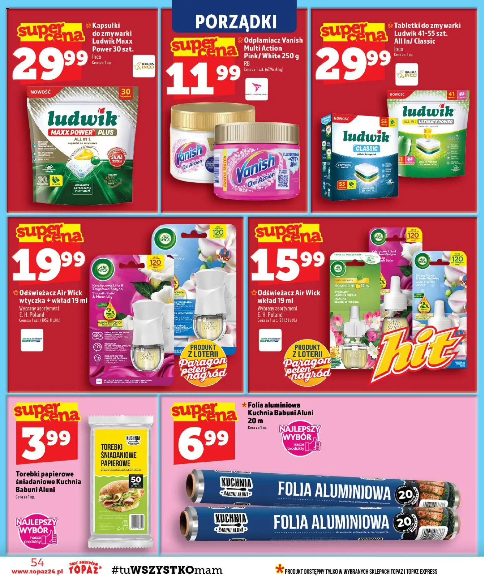Topaz gazetka - MAZ od 03.09.2026 | Strona: 54 | Produkty: Kapsułki, Półka, Folia, Tabletki do zmywarki