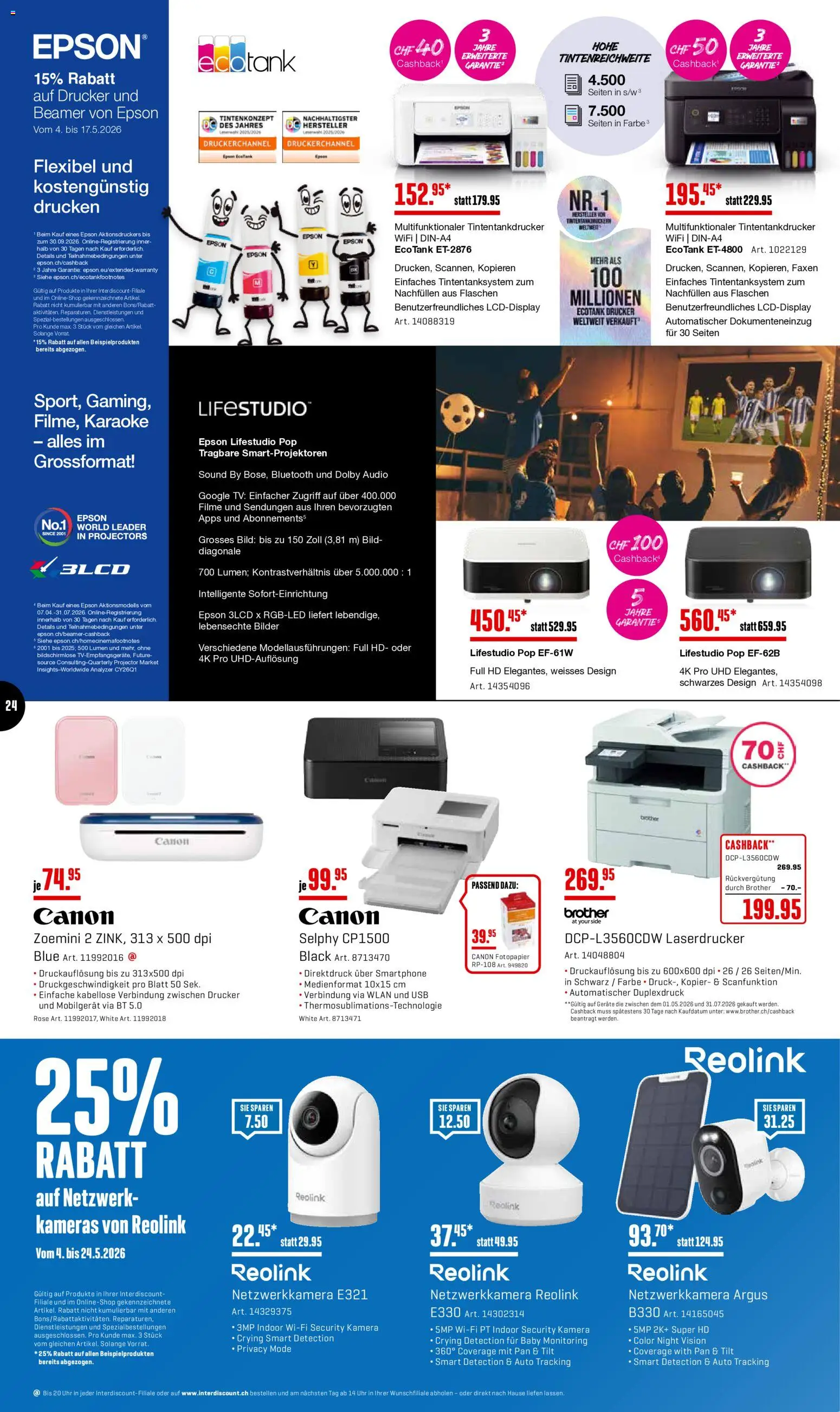 Interdiscount aktionen Wochen Knaller – gültig ab 11.05.2026 | Seite: 24 | Produkte: TV, Kamera, Usb, Beamer