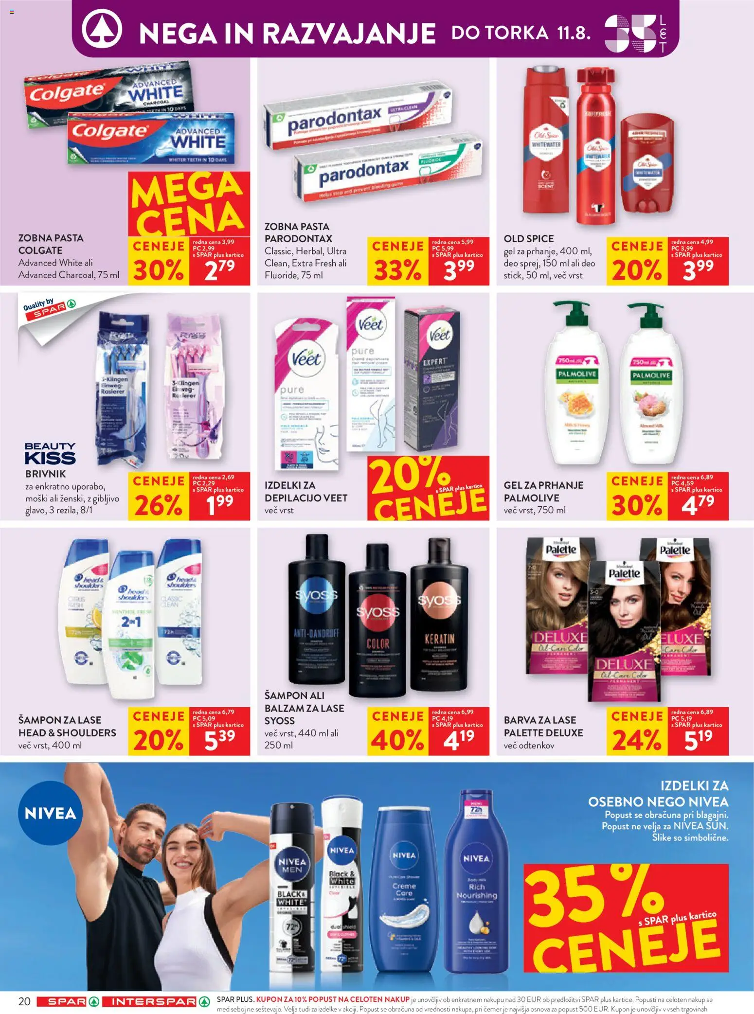 Novi Spar katalog ponudbe – veljaven od 05.08.2026 | Stran: 30 | Izdelki: Gel za prhanje, Balzam za lase, Zobna pasta, Barva