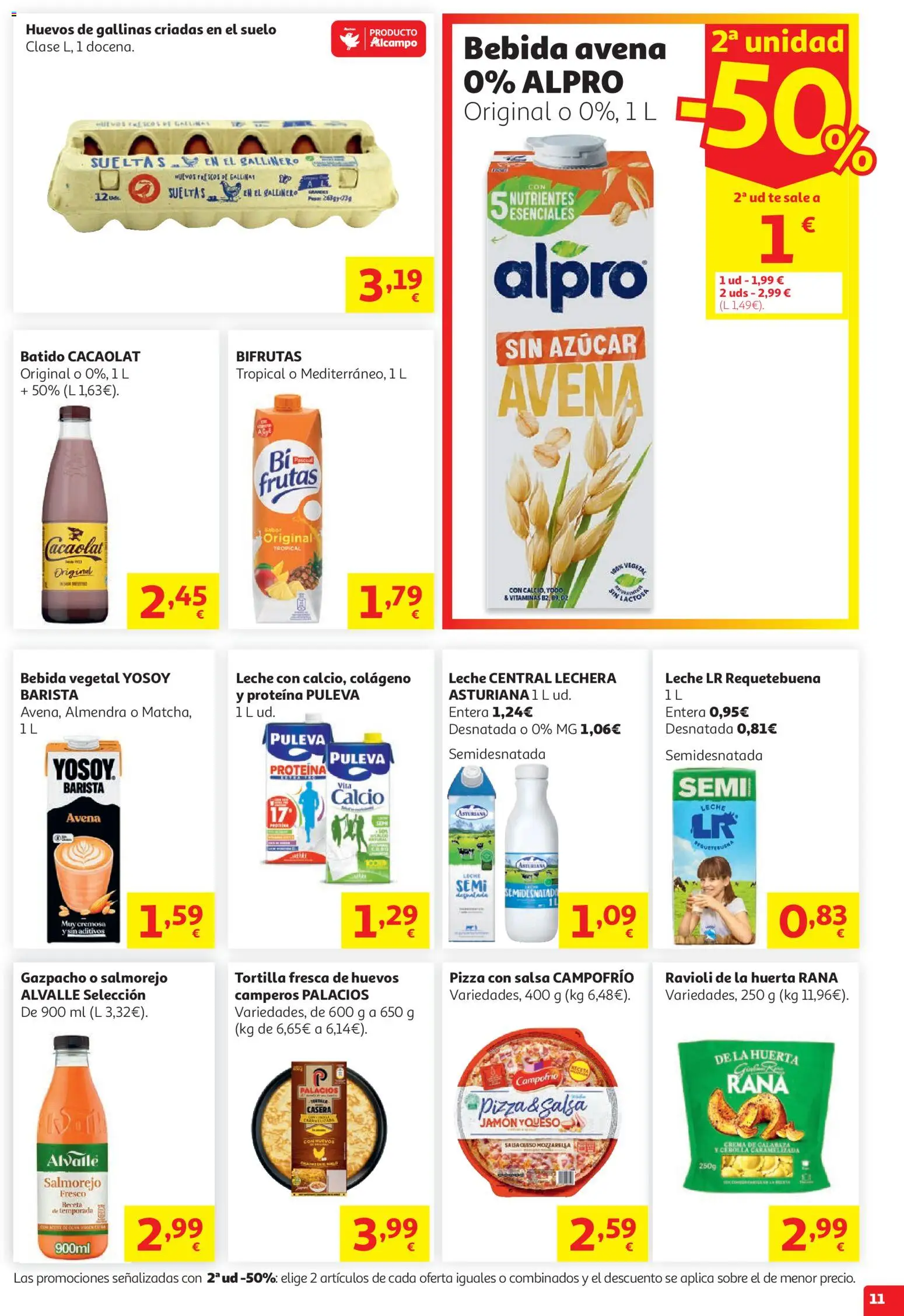 Alcampo HG Nacional Litoral │ válido desde el 15/07/2026 | Página: 11 | Productos: Leche, Jamón, Pizza, Crema