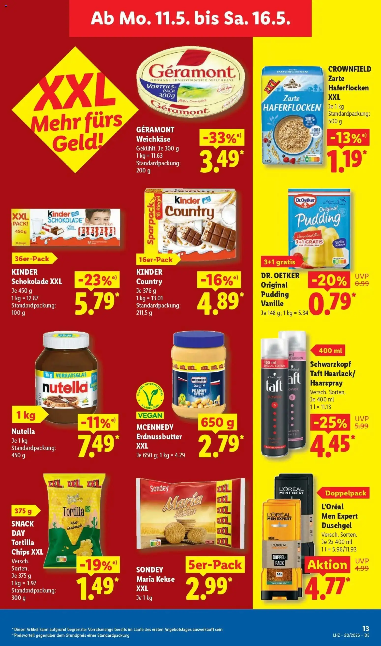 Lidl Německo leták od 11.05.2026 | Strana: 21 | Produkty: Vegan, Tortilla, Kinder, Nutella