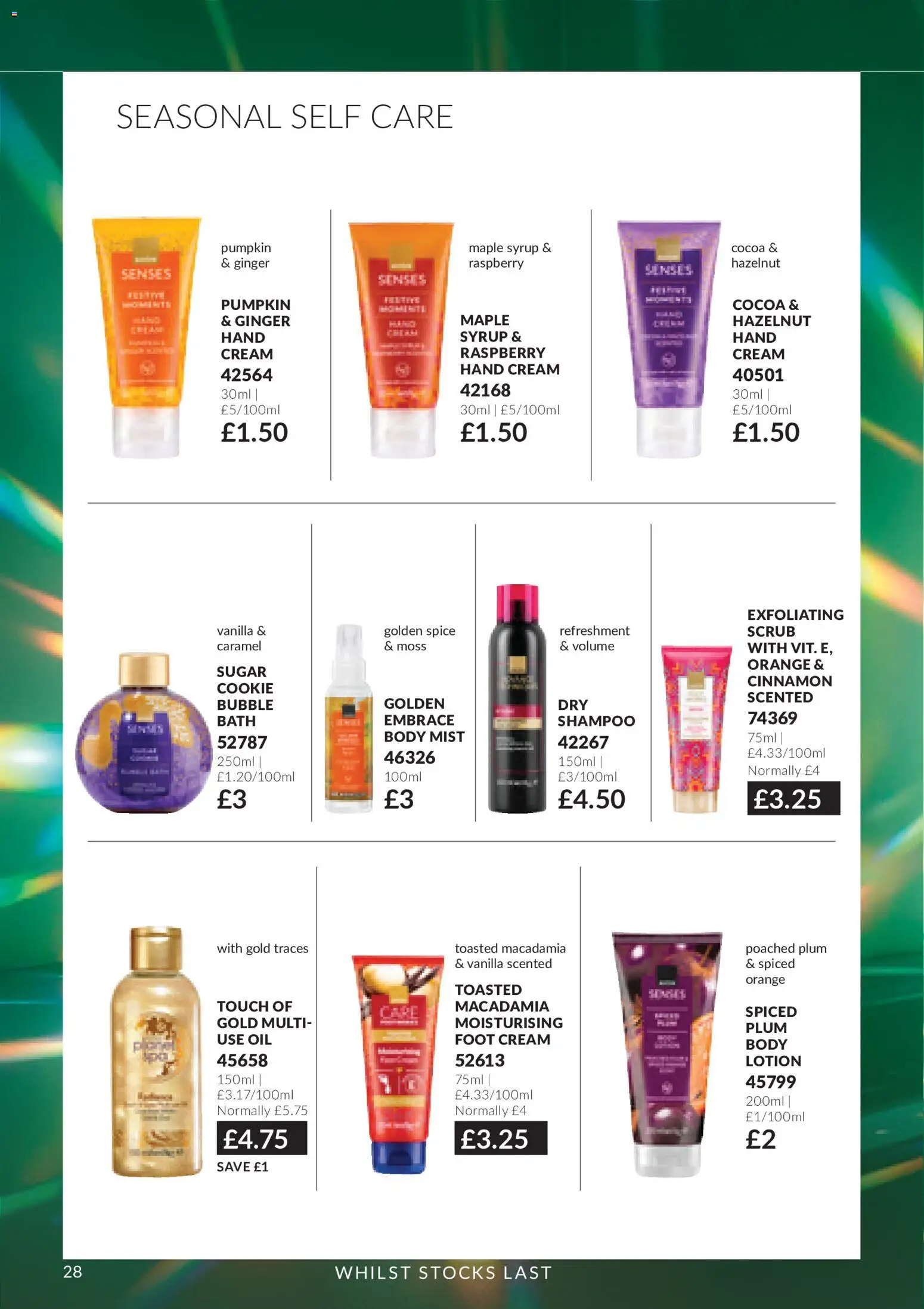 {H1} | Page: 28 | Products: Pumpkin, Ginger, Raspberry, Cocoa