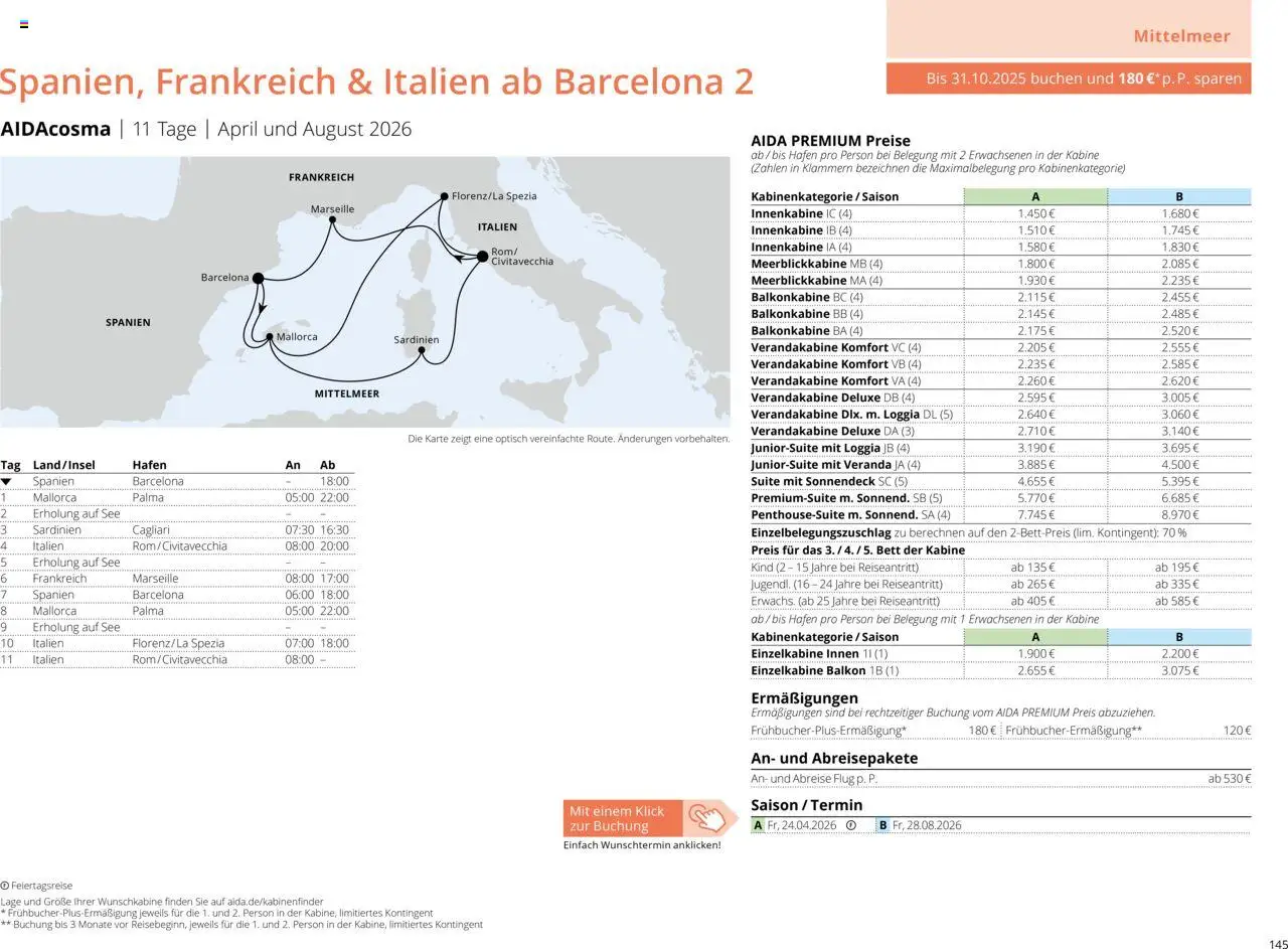 Aida Sommer 2026 – gültig ab 01.03.2026 | Seite: 145 | Produkte: Bett
