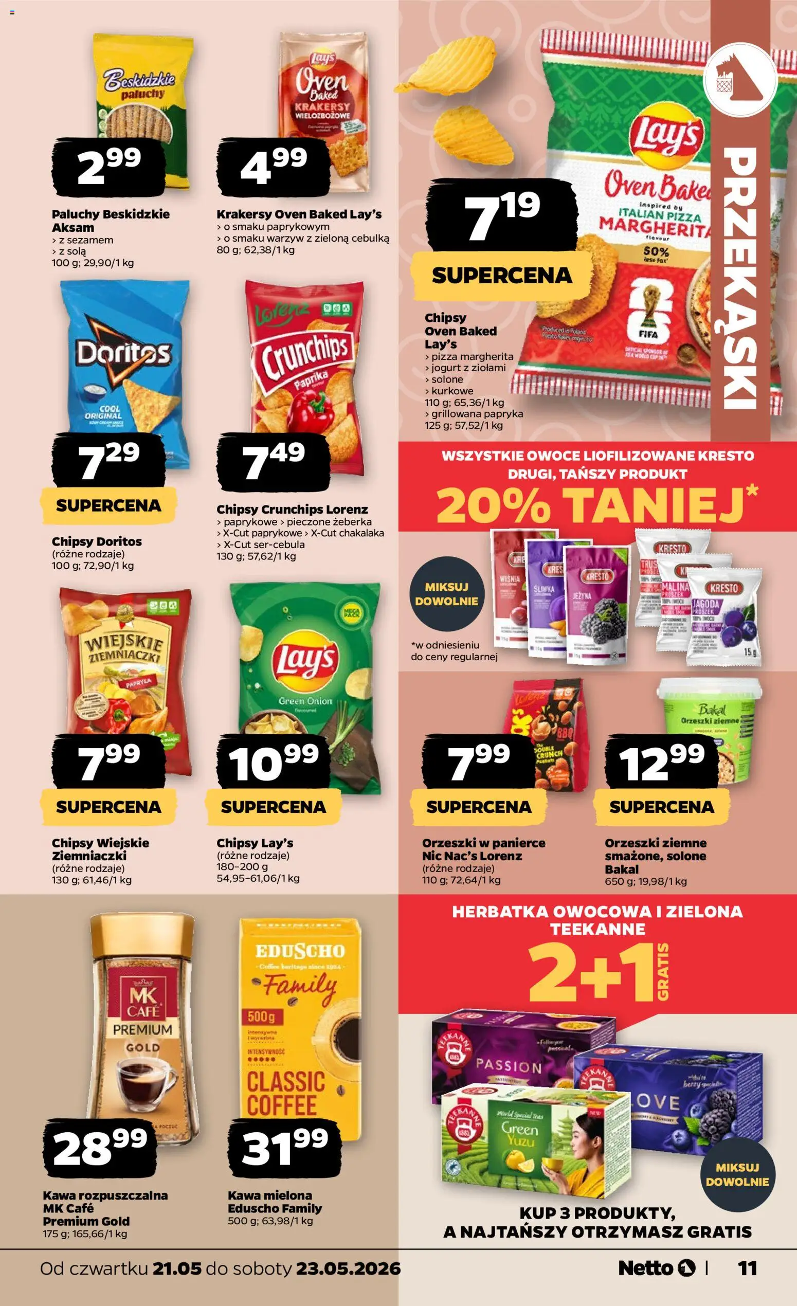 Netto gazetka od czwartku spożywcza od 21.05.2026 | Strona: 11 | Produkty: Malina, Owoce liofilizowane, Jogurt, Owoce