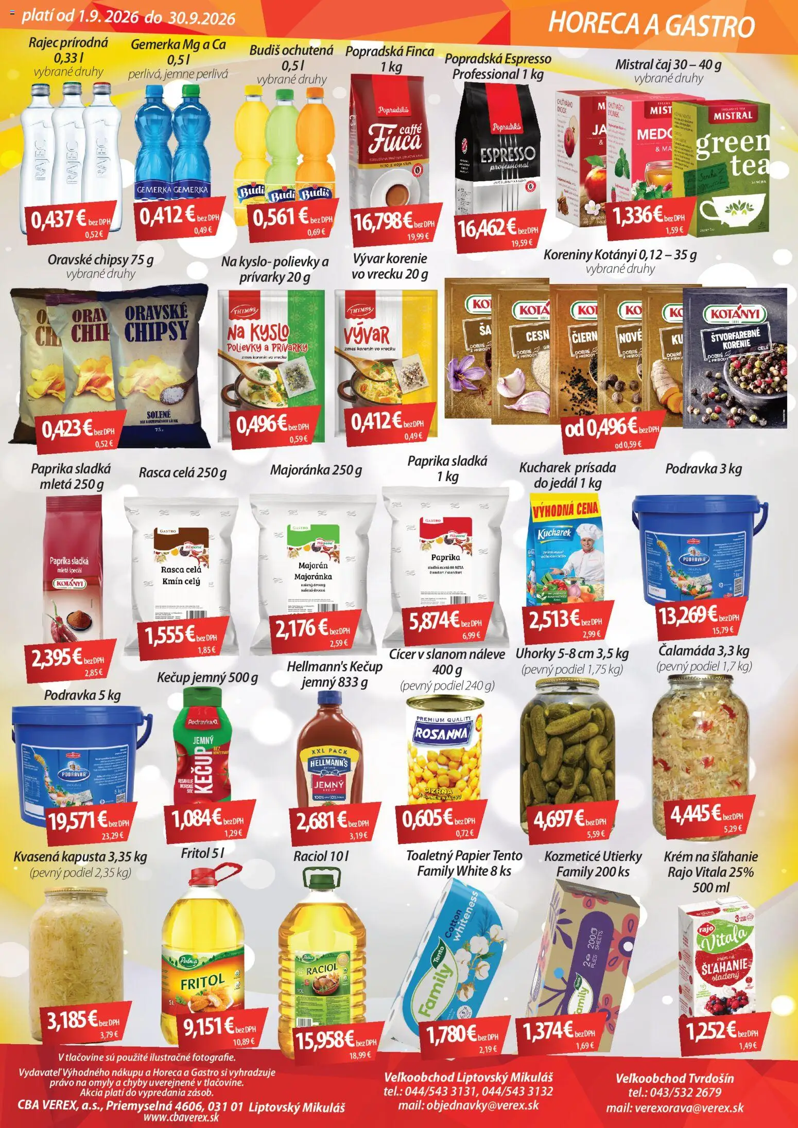 Nové CBA Verex akcie – leták je platný od 01.09.2026 | Strana: 3 | Produkty: Paprika, Polievky, Budiš, Majorán
