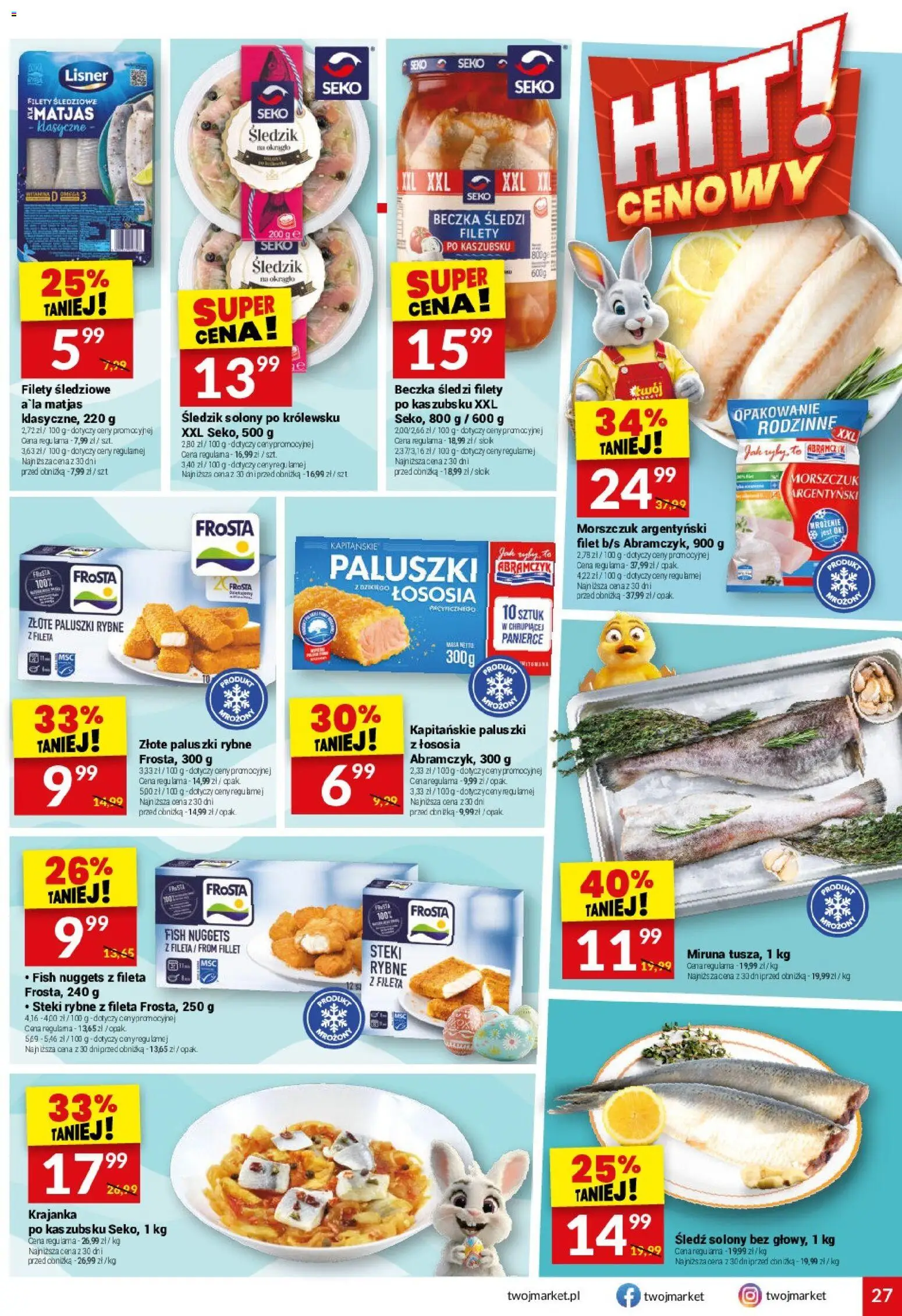 Twój Market gazetka od 11.03.2026 | Strona: 27 | Produkty: Śledź, Steki, Morszczuk, Paluszki