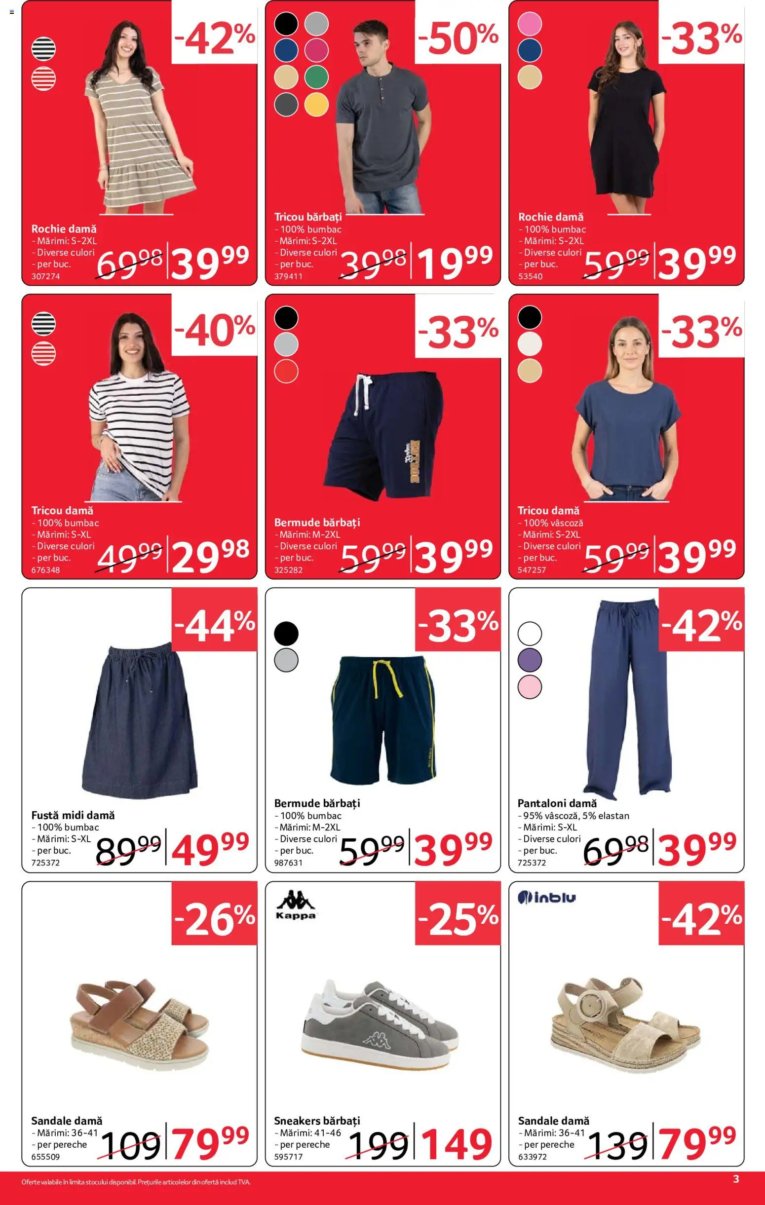 Noul catalog Selgros – valabil de la 10.07.2026 | Pagină: 3 | Produse: Rochie, Tricou, Pantaloni, Sandale