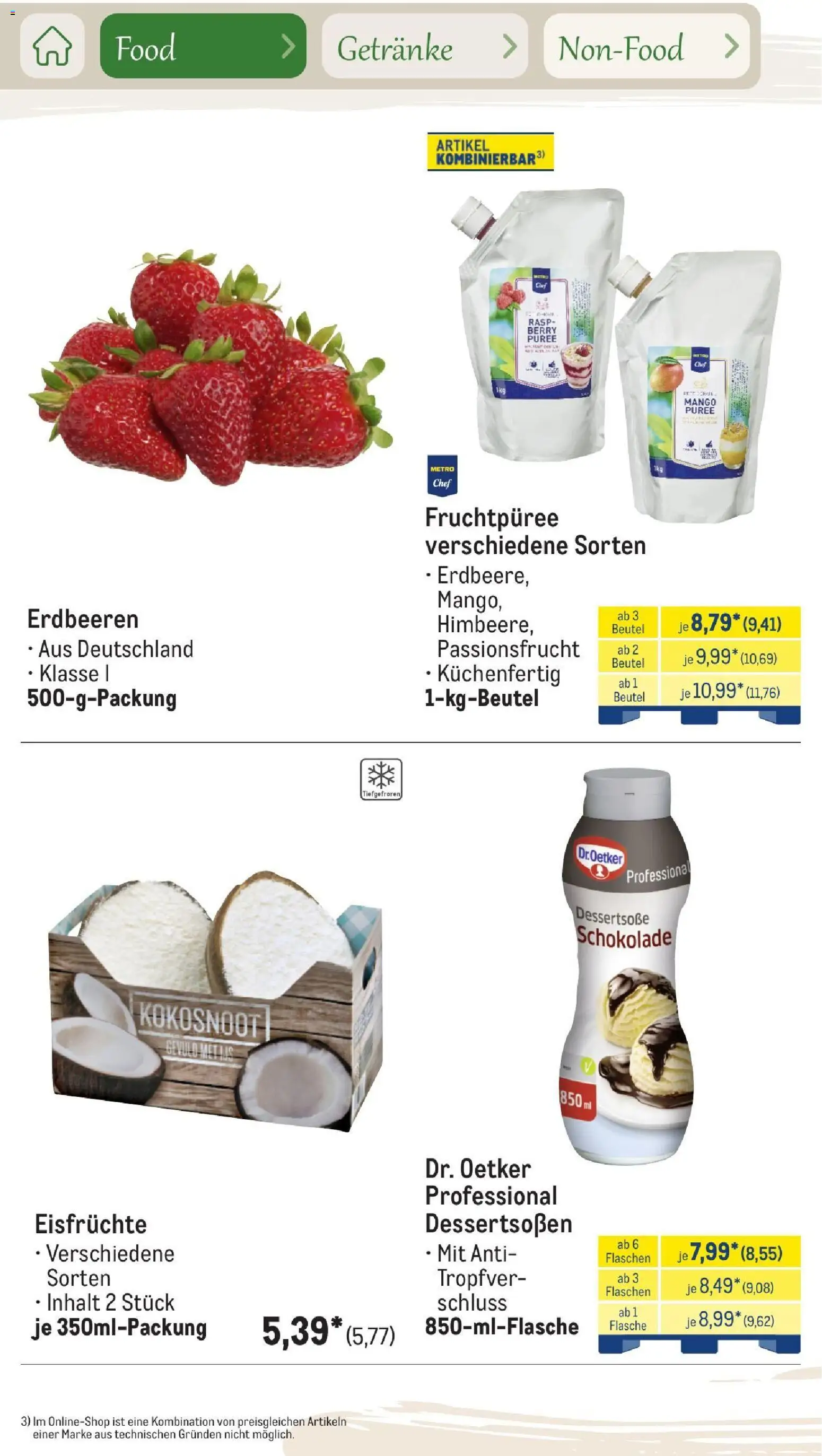 Metro Saisonkatalog Outdoor Dining – gültig ab 01.06.2026 | Seite: 31 | Produkte: Schokolade, Mango, Erdbeeren