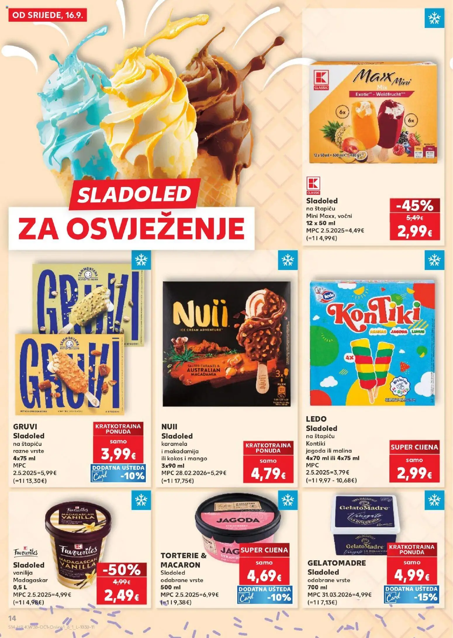 Kaufland katalog | vrijedi od 16.09.2026 | Stranica: 14 | Proizvodi: Sladoled, Mango, Sladoled na štapiću, Kokos