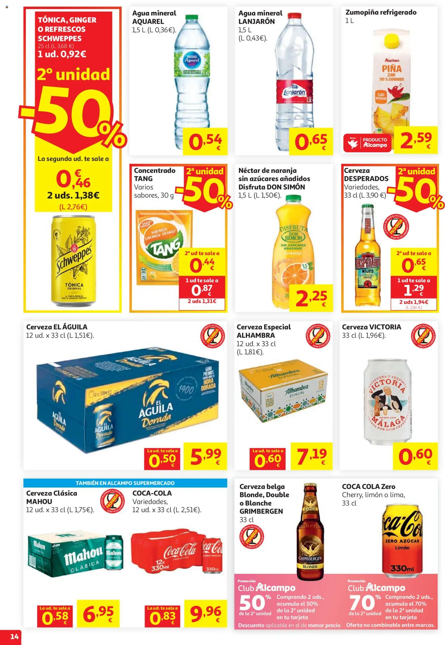 Alcampo HP Unico │ válido desde el 05.05.2026 | Página: 14 | Productos: Cerveza, Ροζ πιπέρι, Néctar, Agua mineral