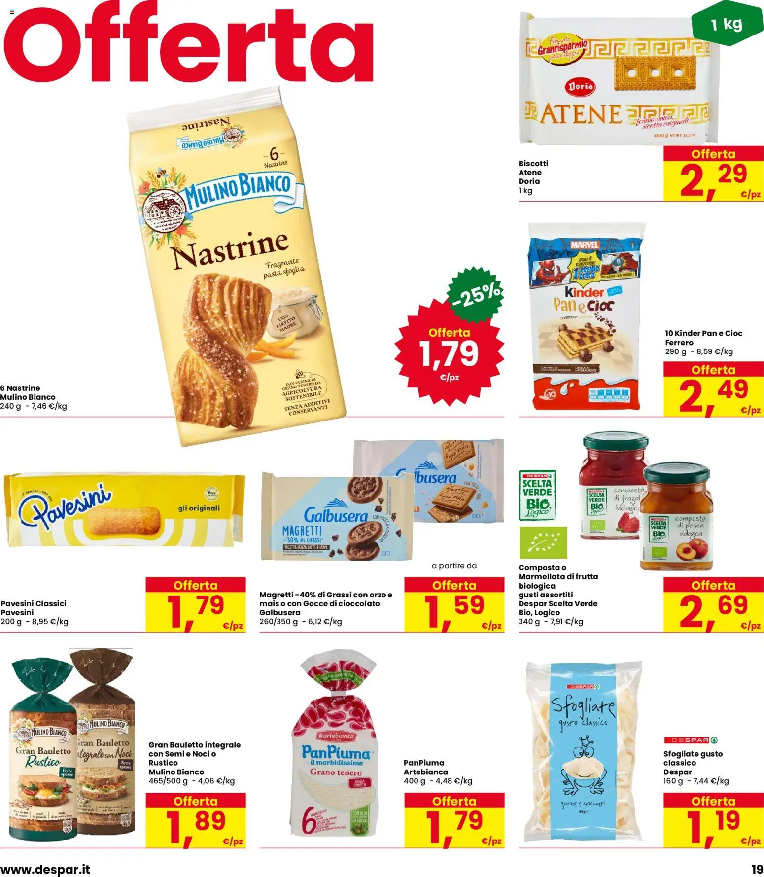 Volantino Interspar del 13/08/2026 | Pagina: 19 | Prodotti: Olio, Farina, Noci, Frutta biologica