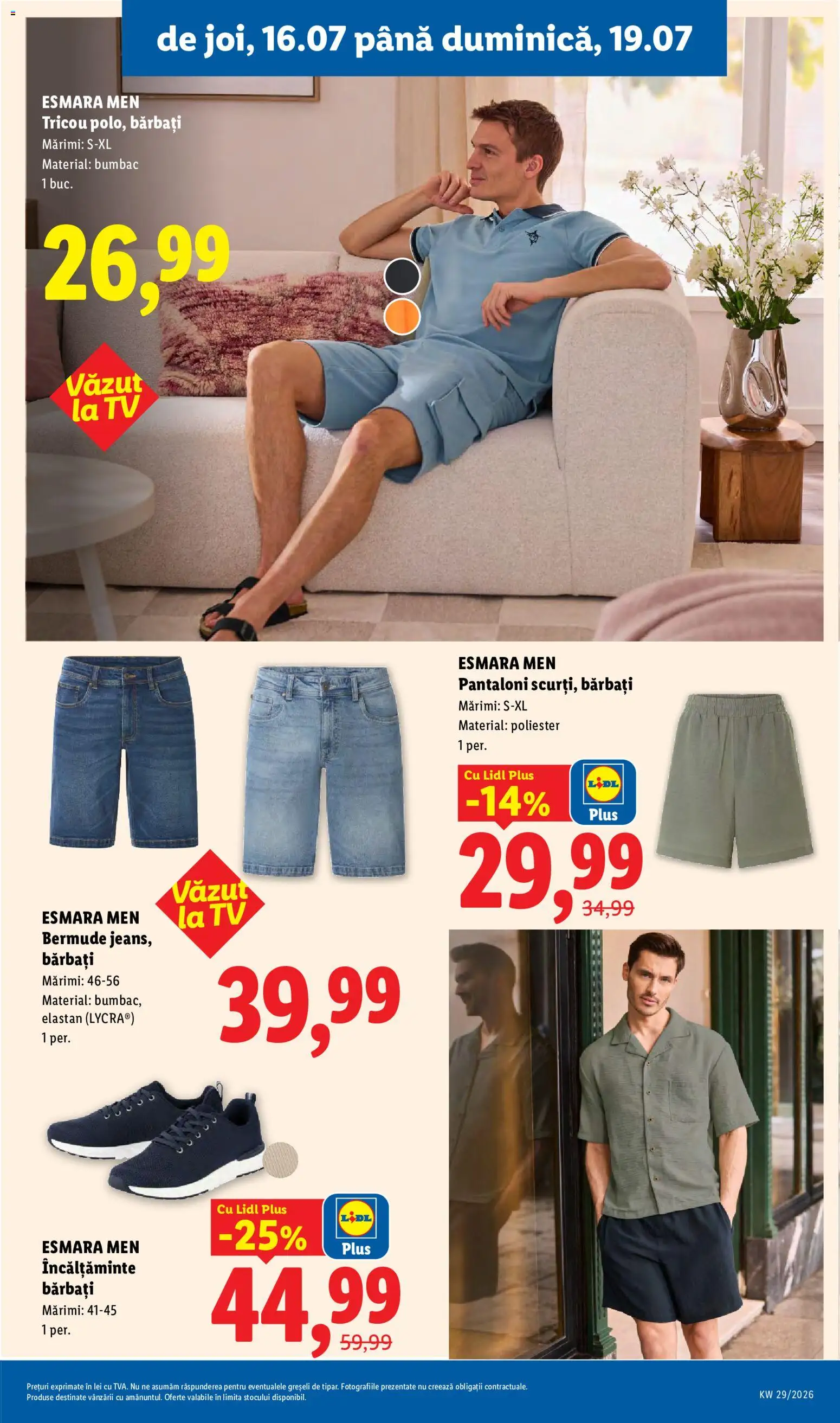 Noul catalog Lidl – valabil de la 13.07.2026 | Pagină: 85 | Produse: Bornoz takımı, Tricou, Pantaloni