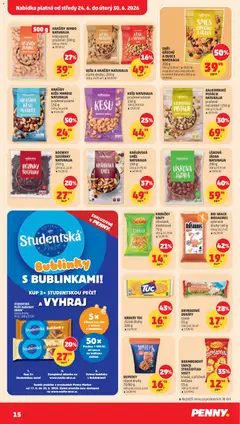Náhled letáku Penny Market leták od 24.06.2026 | Strana: 15 | Produkty: Ovoce, Pistácie, Arašídy, Směs ořechů