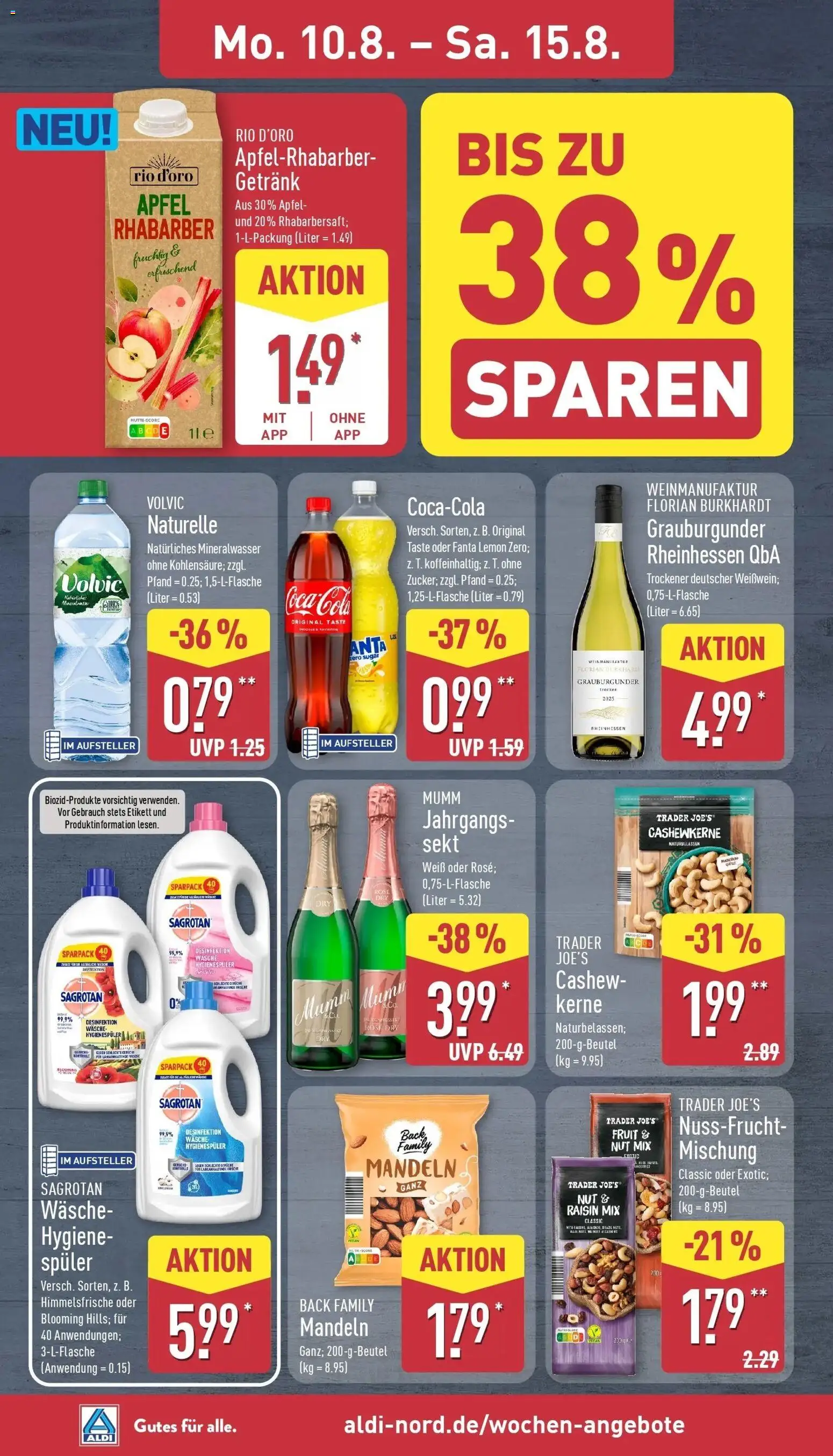 Aldi Wochenangebote (ab 10.08.2026) » Angebote Online | Seite: 10 | Produkte: Fanta, Cola, Sekt, Mineralwasser