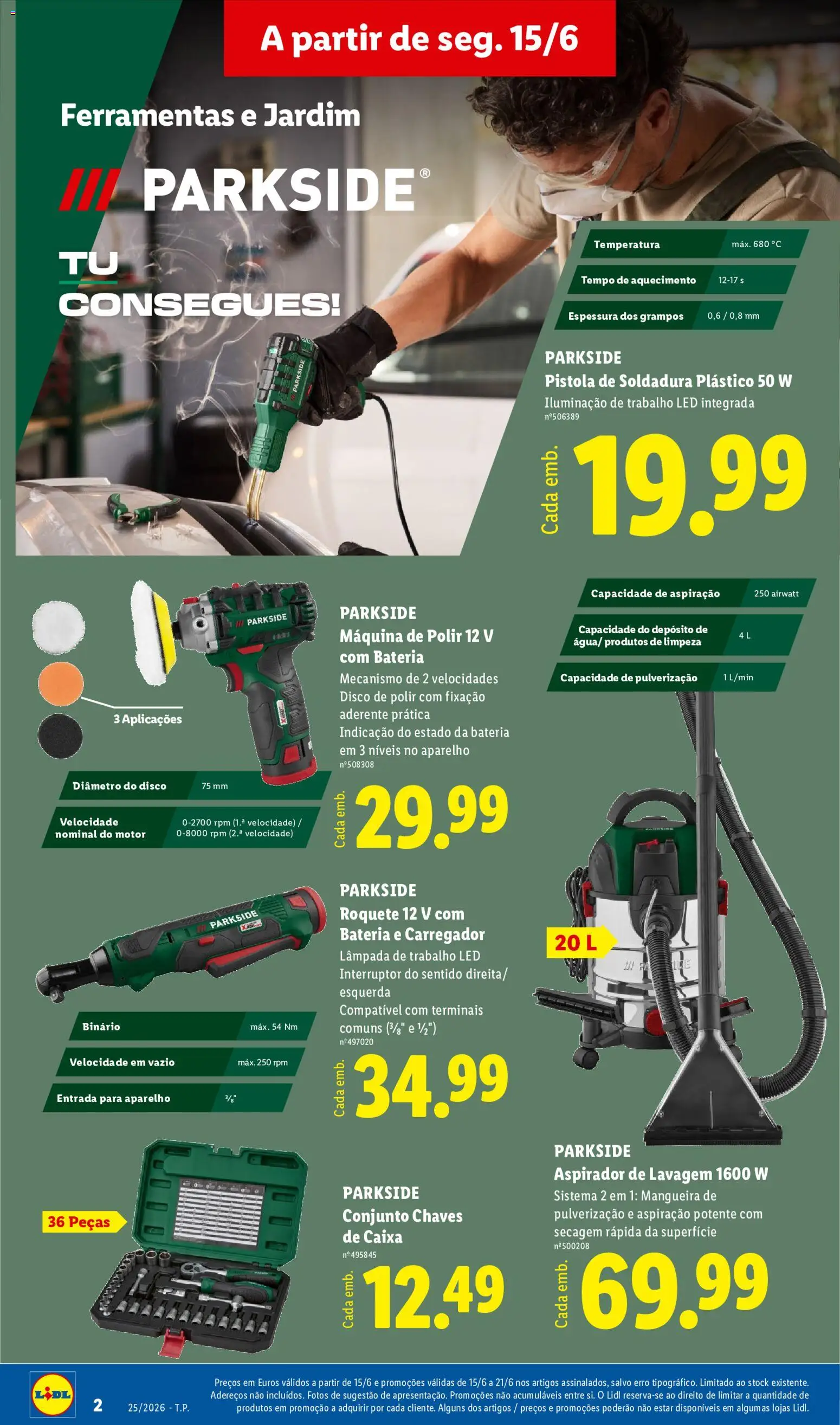 Lidl Novidades │ válido de 15.06.2026 | Página: 2 | Produtos: Aspirador, Ferramentas, Mangueira, Caixa