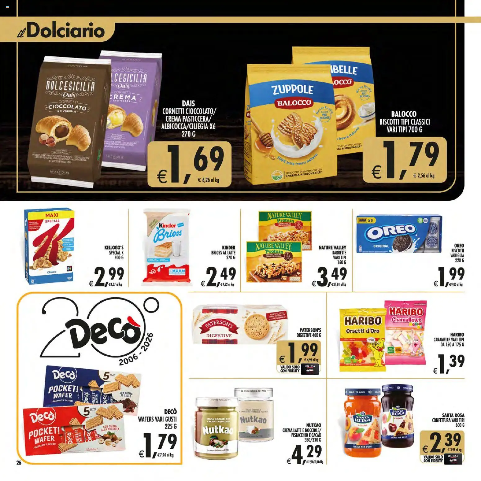 Volantino Decò del 30/06/2026 | Pagina: 26 | Prodotti: Crema, Cioccolato, Biscotti, Latte